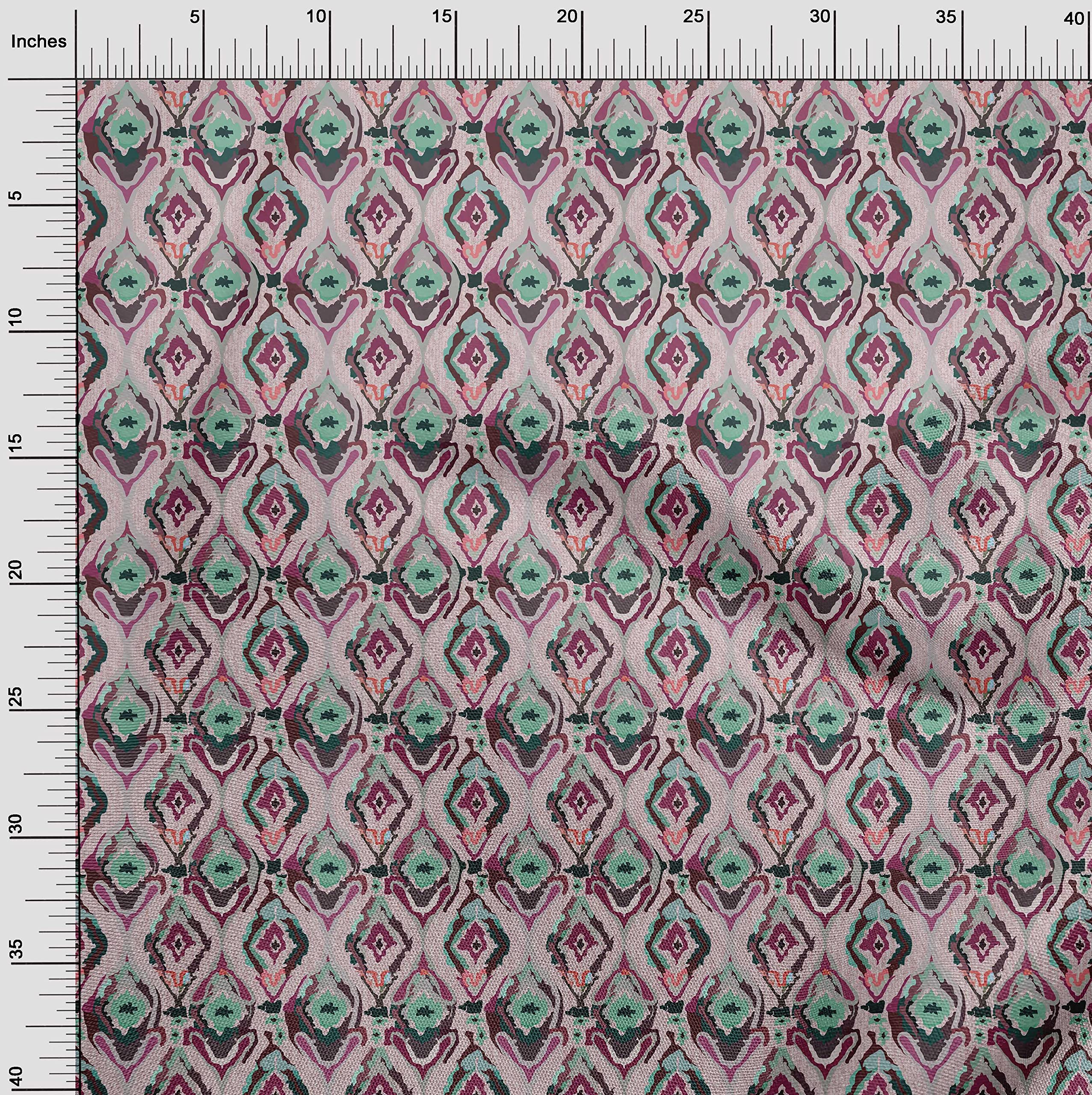 oneOone Polyester Spandex Pink Geometric Print Fabric by The Yard - 56 Inch Wide Dress Material for DIY Fashion & Home Decor Projects