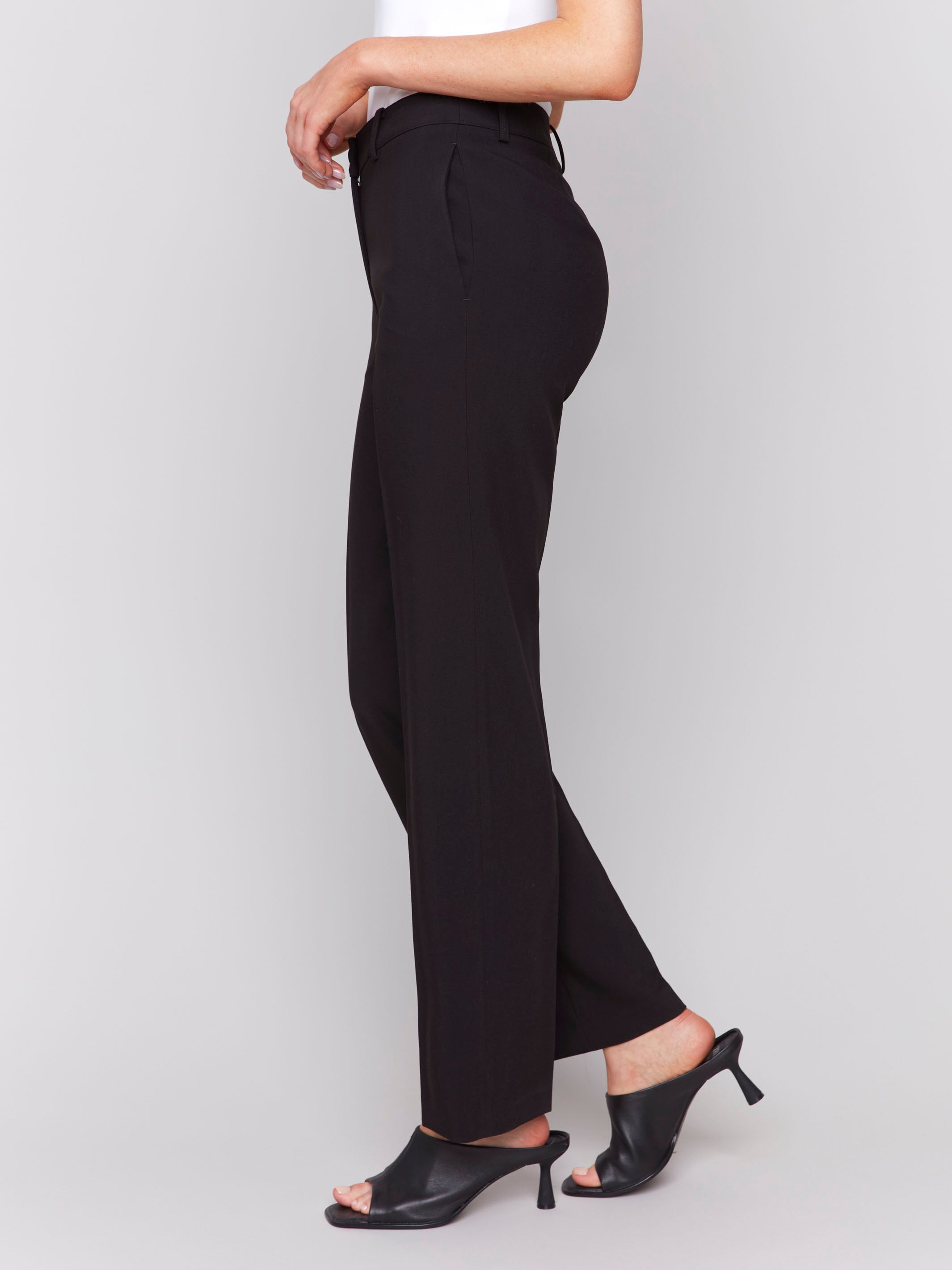 Straight Leg Pants for Women - Classic Black Trousers for Office, Business Casual & Everyday Wear