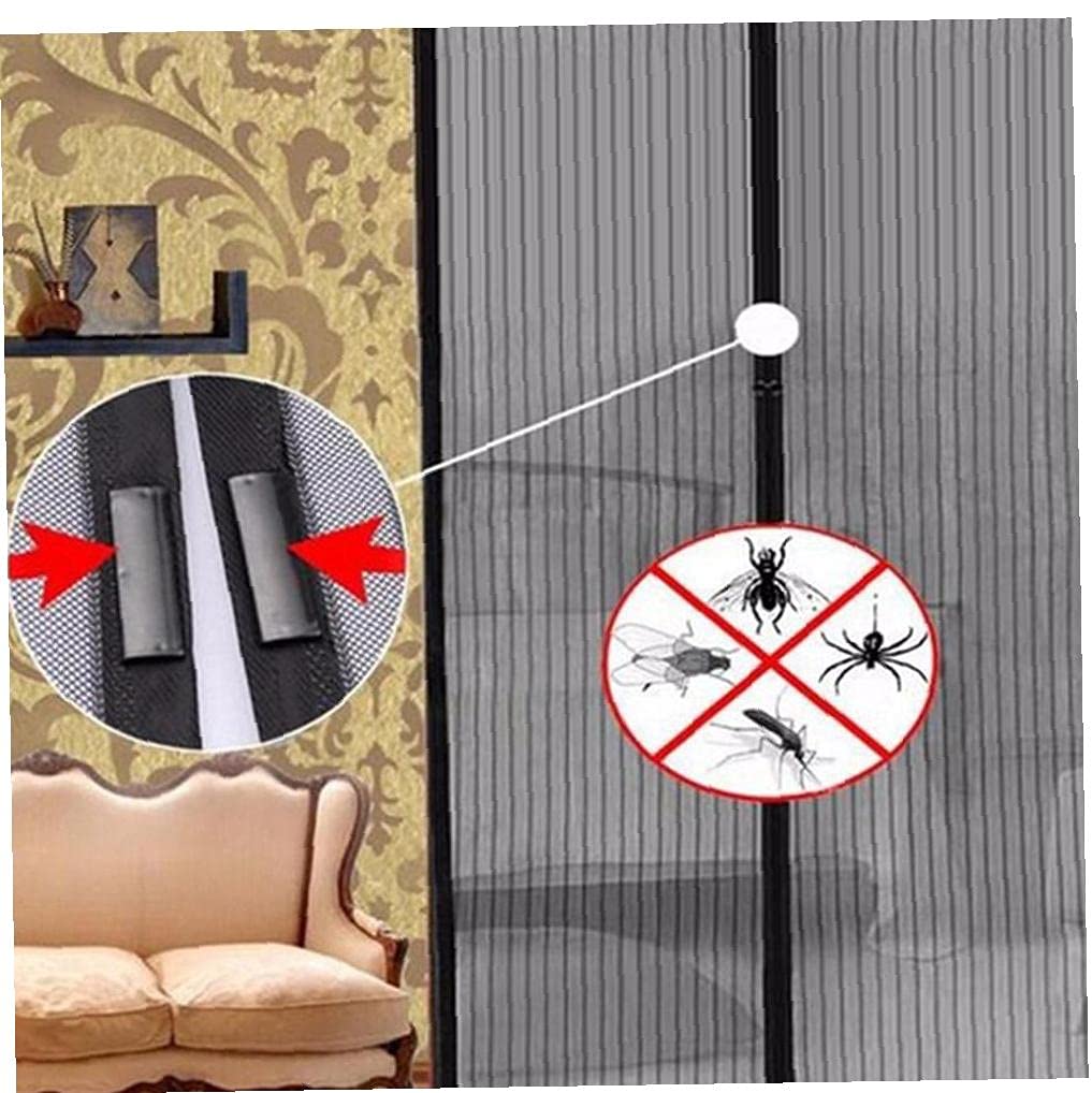 Black Magnetic Sliding Mosquito Net Door Curtain - 100x250cm, Balcony & Living Room Bug Screen with Strong Magnets for Easy Use - Keep Mosquitoes Out While Enjoying Fresh Air