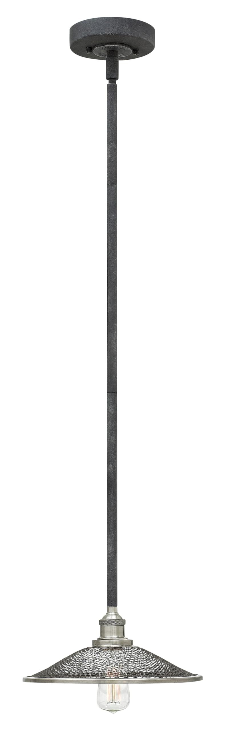 Hinkley Rigby Collection Aged Zinc One Light Pendant - Vintage Industrial Ceiling Light Fixture for Kitchen Island, Dining Room or Entryway