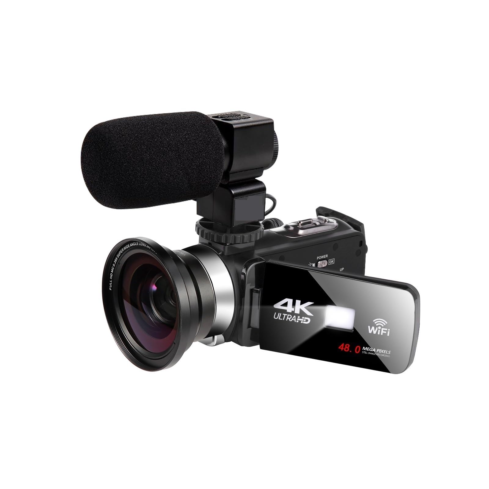 48MP WiFi Camcorder 4K Digital Video Camera - Night Vision Vlogging Camera with Infrared for Outdoor Shooting, Portable Recorder for Live Streaming & Webcam (Includes 16GB SD Card) - Perfect for Travel Vlogging, YouTube Content Creation, Home Security Monitoring and Outdoor Adventures