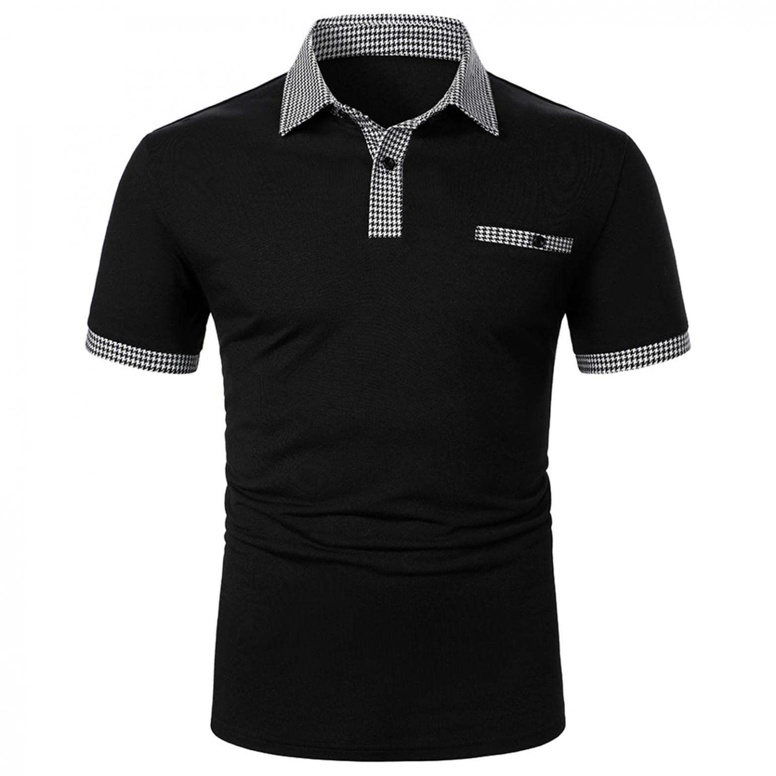 TOWMUS Men's Slim-Fit Quick-Dry Golf Polo Shirt - Short Sleeve Moisture Wicking Tee with Pocket & Lapel Collar - Solid Color Casual & Athletic Wear for Golf, Tennis, Office & Outdoor Activities