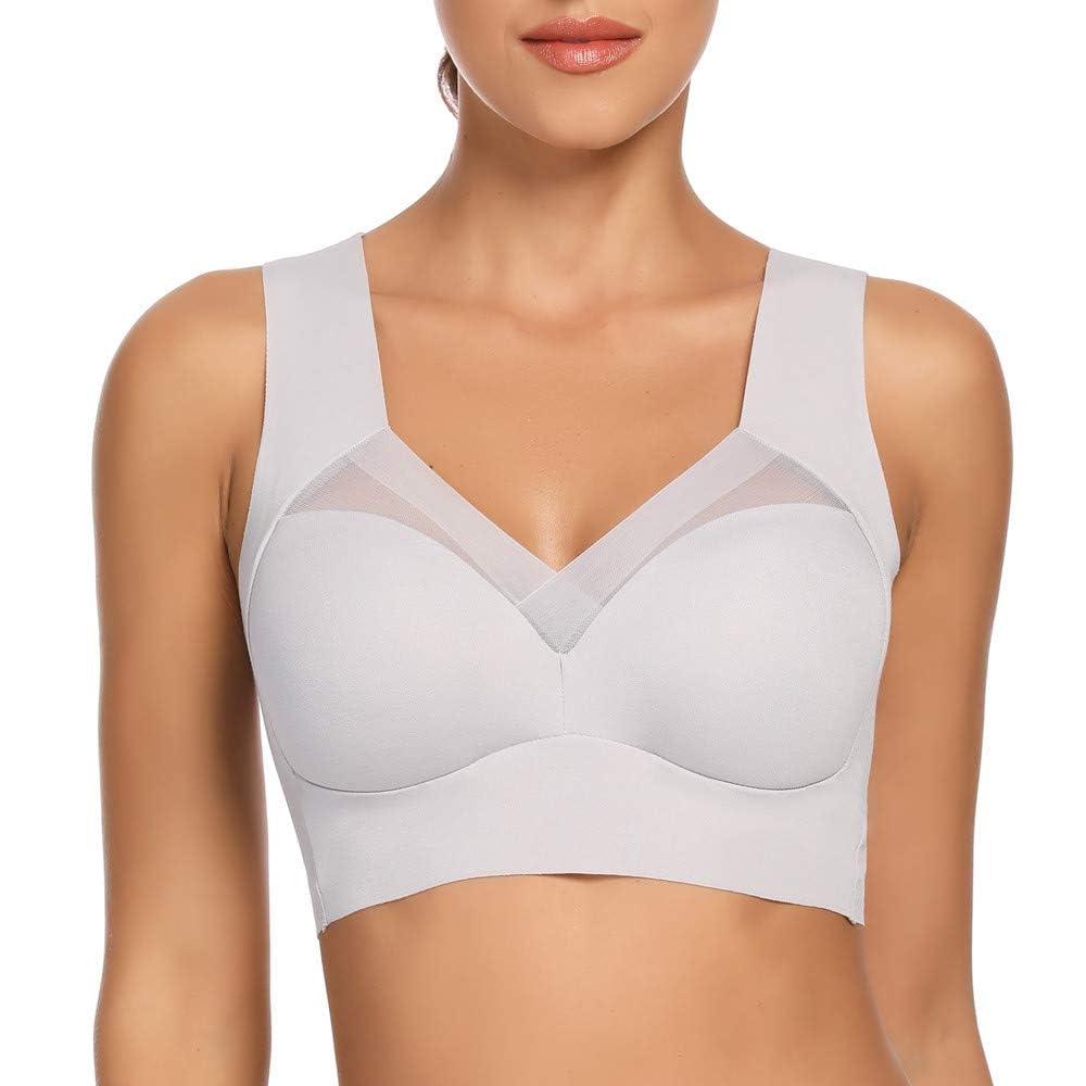 WOWENY Wireless Comfort Bras for Women - Seamless Soft Padded Mesh Underwire-Free Bra with Smoothing Back Support | Perfect for Yoga, Workout & Everyday Wear