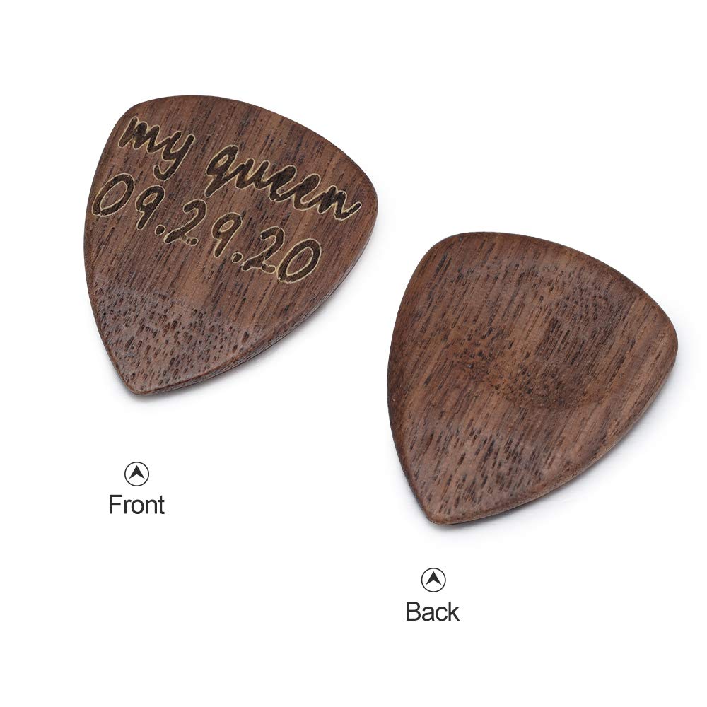 Custom Engraved Guitar Picks - Personalized with Name & Date (1-3 Pack) in Premium Wooden Gift Box | Perfect for Acoustic, Electric, Bass Guitar & Ukulele Players | Ideal Music Gift for Birthdays, Anniversaries & Music Lovers (Walnut Finish)