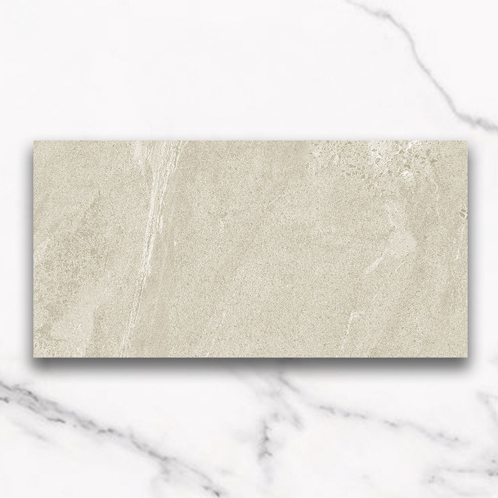 Elysium Beige 300x600mm Matt Limestone Look Porcelain Tile - Perfect for Bathroom, Kitchen & Living Room Flooring