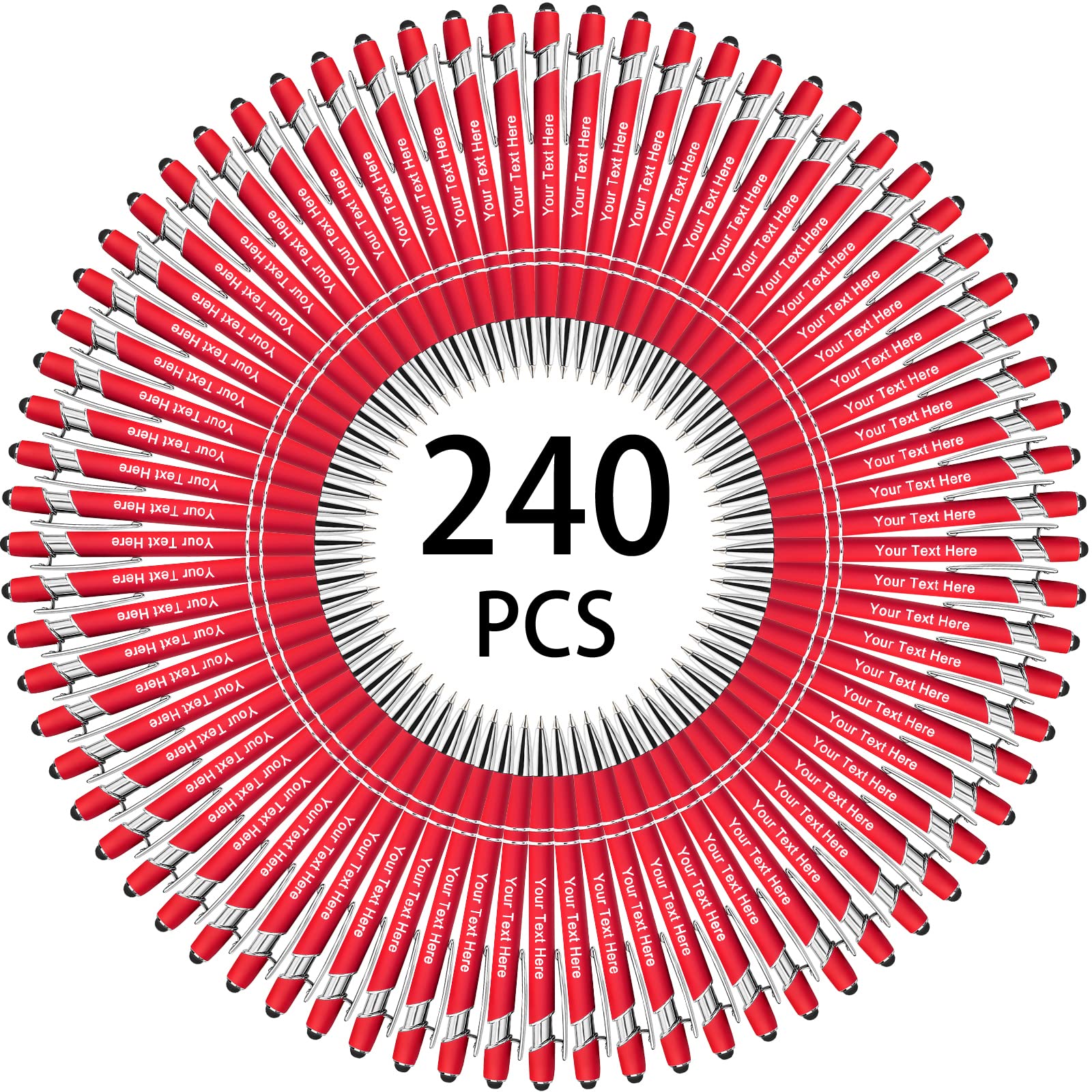 500 Bulk Personalized Pens - Custom Engraved Ballpoint Pens with Stylus Tip, Retractable Multi-Color Housing & Black Ink - Ideal for Business Writing, Graduation Gifts, Journaling & Signatures (Office, School, Corporate Events)