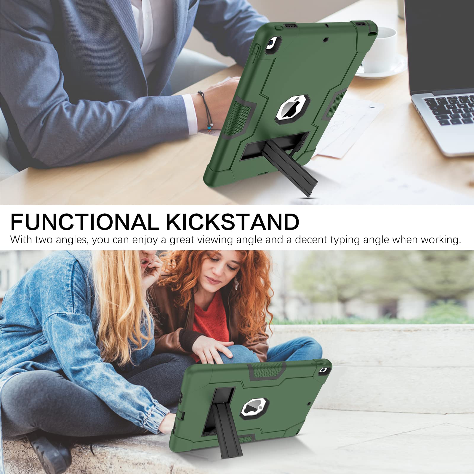BENTOBEN Heavy Duty Shockproof Case for iPad Air 3 (10.5-inch 2019) & iPad Pro 10.5 (2017) - 3-Layer Rugged Protective Cover with Kickstand, Dark Green | Perfect for Work, Travel & Outdoor Adventures