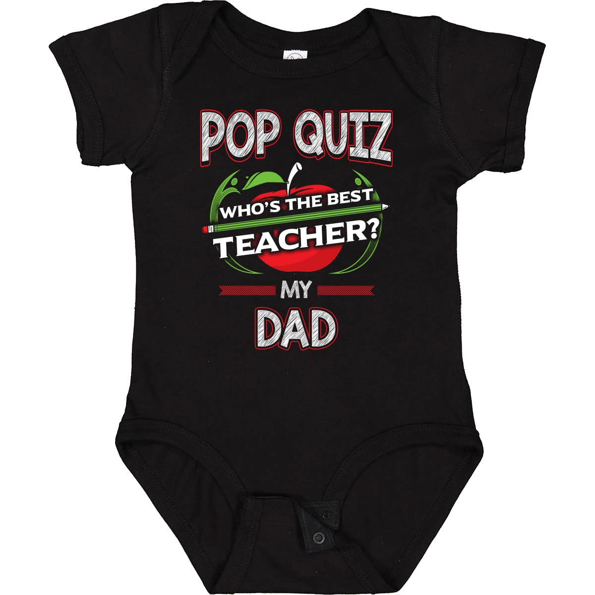 Inktastic Pop Quiz Dad Best Teacher Baby Bodysuit - Funny Cute Infant Onesie for Father's Day, Teacher Appreciation & Family Gifts - Perfect for Newborns, Babies & Toddlers