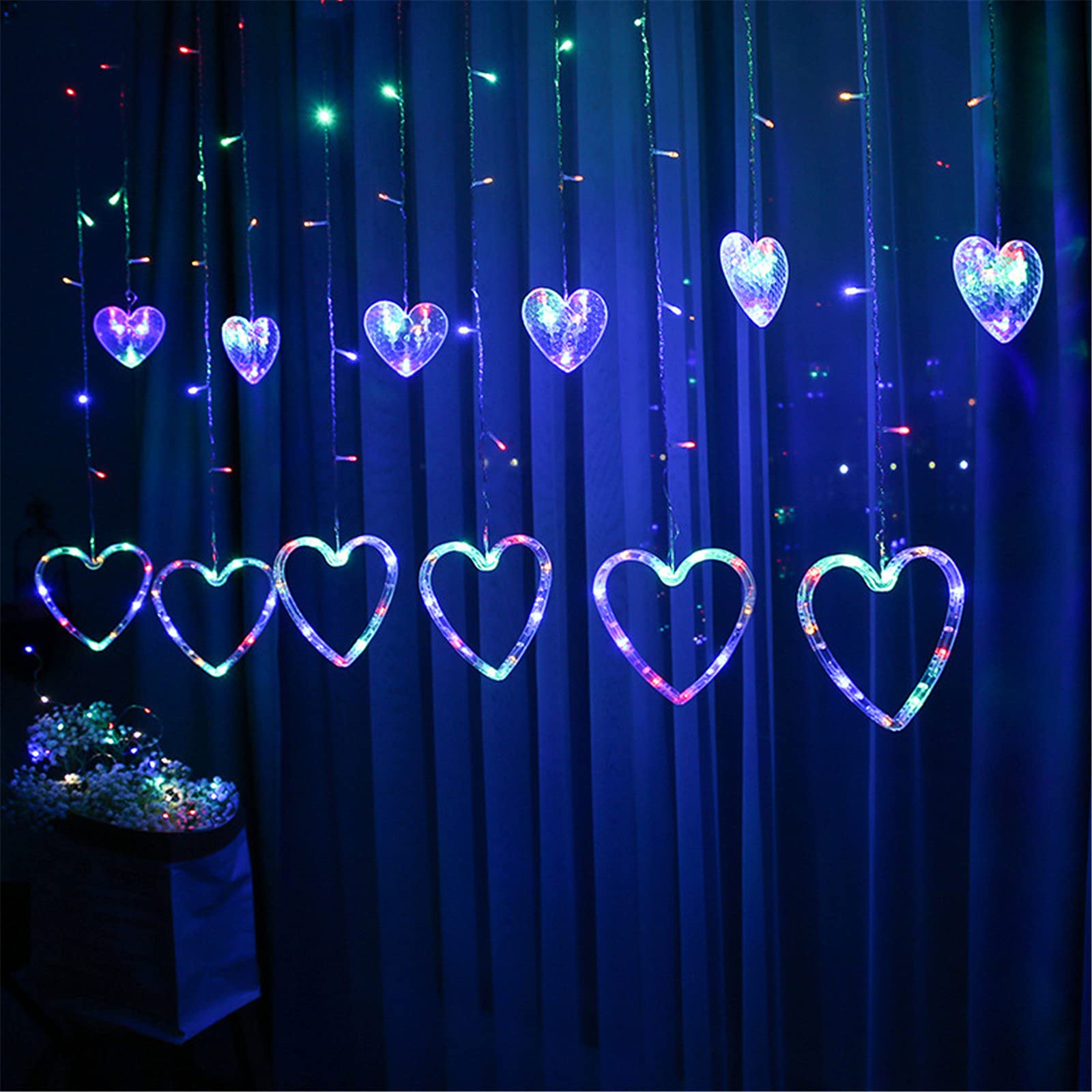 LED Christmas Decoration Lights - 5-Pointed Star String & Icicle Fairy Lights for Bedroom, Patio, Garden, Wedding & Party | Romantic Holiday Lighting for Indoor & Outdoor Decor (Love Theme)