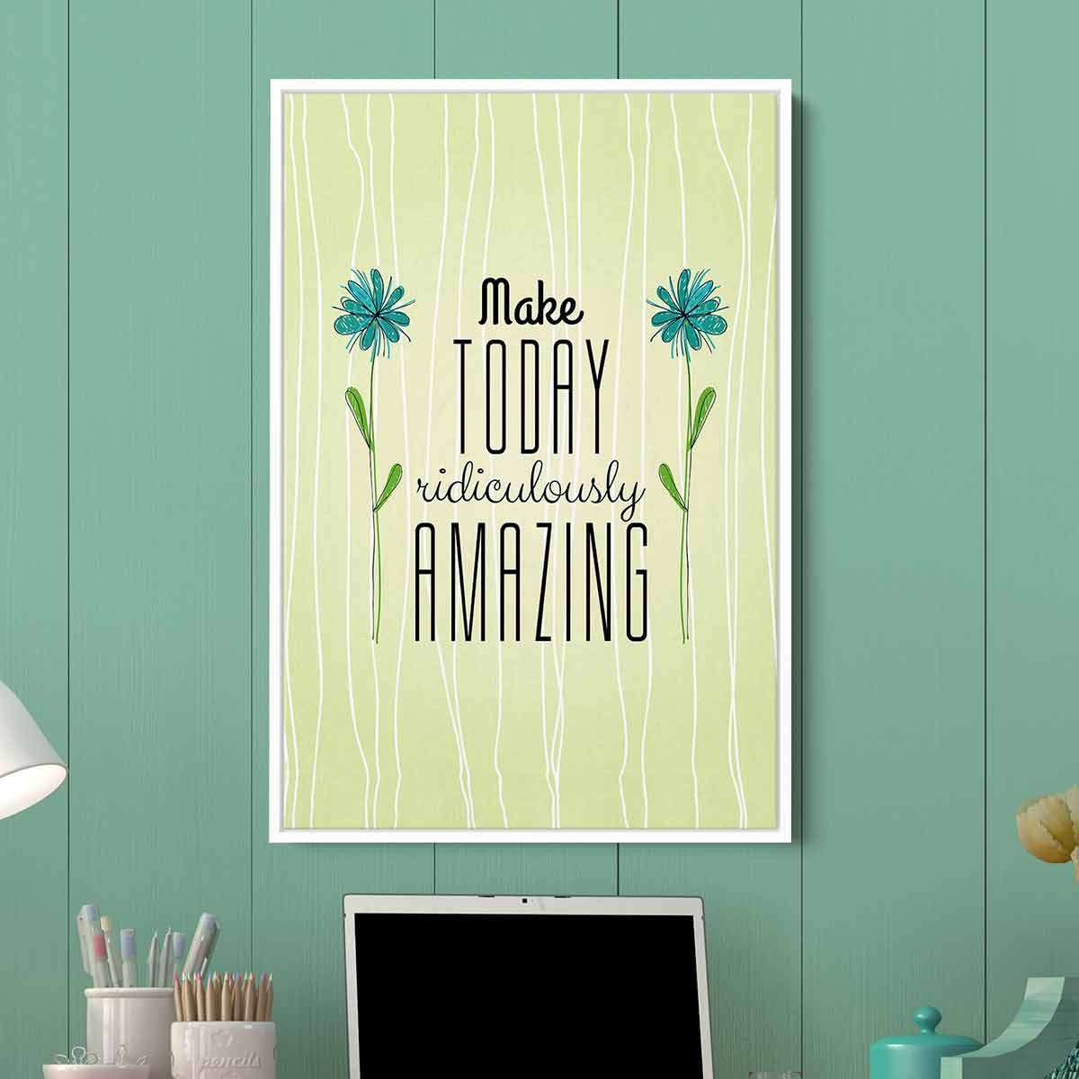 Green 'Make TODAY Ridiculously AMAZING' Motivational Wall Art Canvas Print 3335 - Perfect for Home Office Decor & Inspirational Gifts
