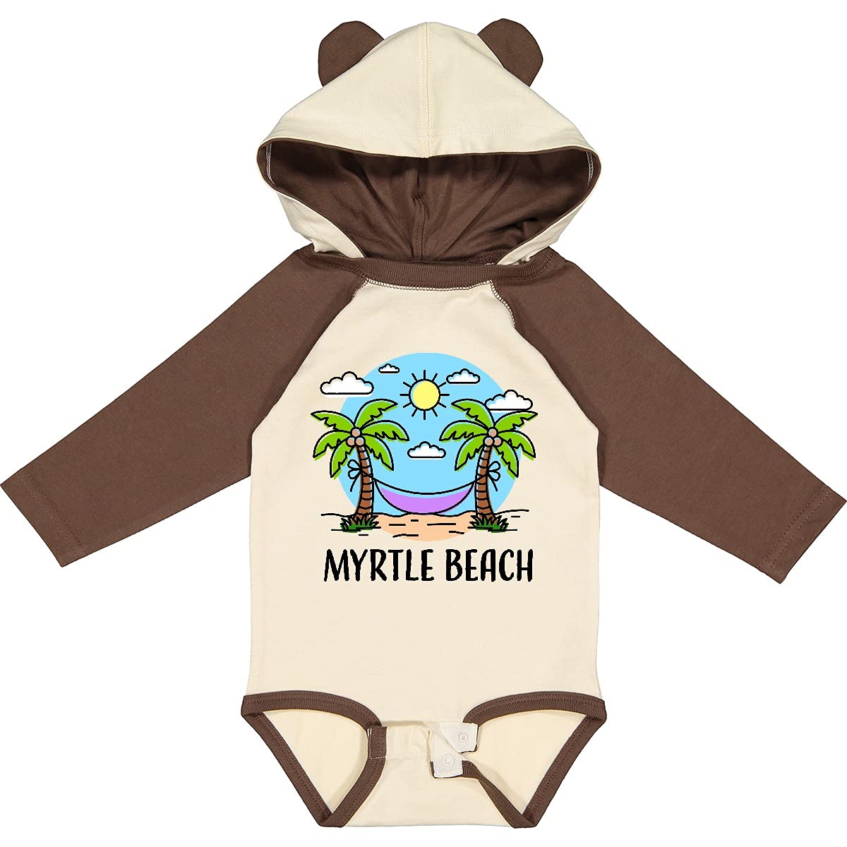 Inktastic Summer Vacation in Myrtle Beach Long Sleeve Baby Bodysuit - Soft Cotton Creeper for Boys & Girls - Beach Vacation Outfit, Family Trip Wear, Holiday Gift for Infants