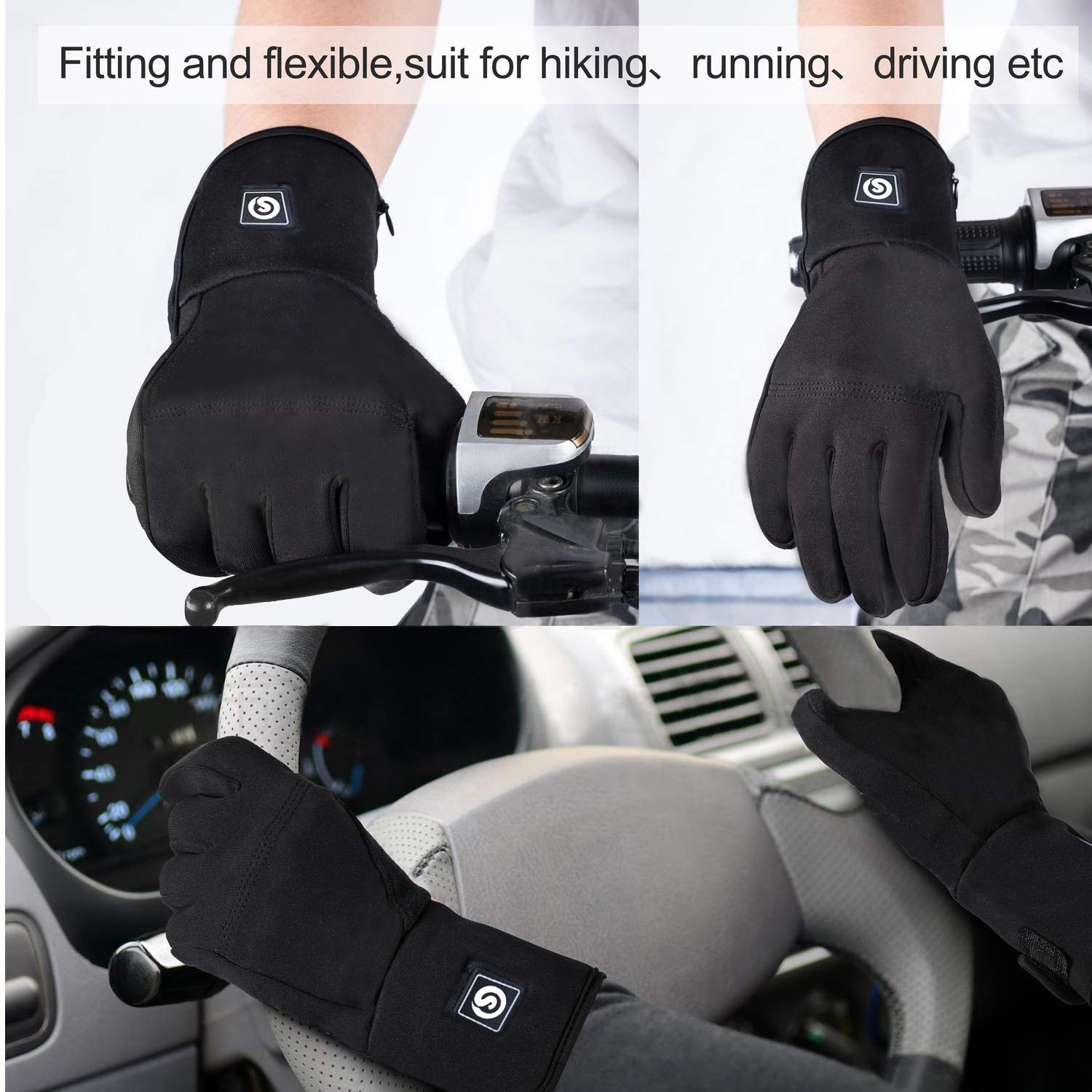 Rechargeable Heated Gloves for Men & Women - Battery Powered Electric Hand Warmers for Skiing, Snowboarding, Hiking, Cycling & Hunting | Thin Thermal Glove Liners for Cold Weather Outdoor Activities