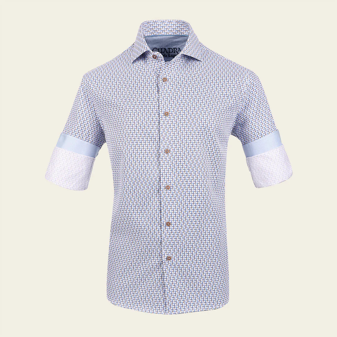 CM11030 Men's Fashion Casual Soft Cotton Paisley Shirt in Cuadra Blue - Perfect for Office Wear, Date Nights & Weekend Outings