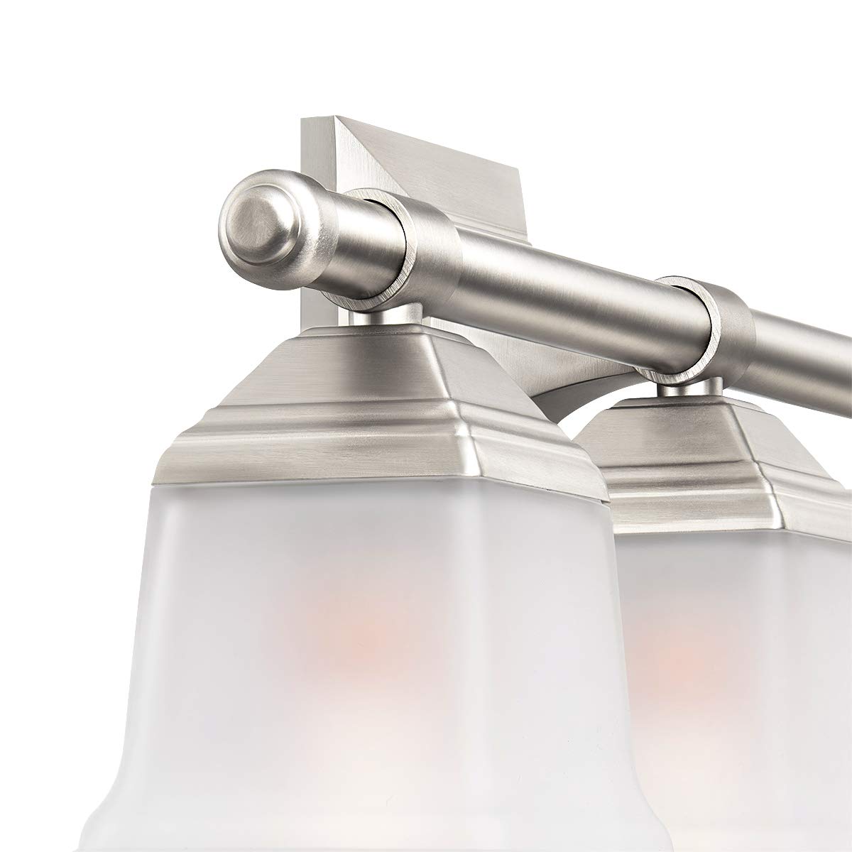 3-Light Brushed Nickel Bathroom Vanity Light Fixture with Frosted Milk Glass Shades - Modern Bathroom Lighting for Vanity Mirror, Powder Room & Master Bath Decor