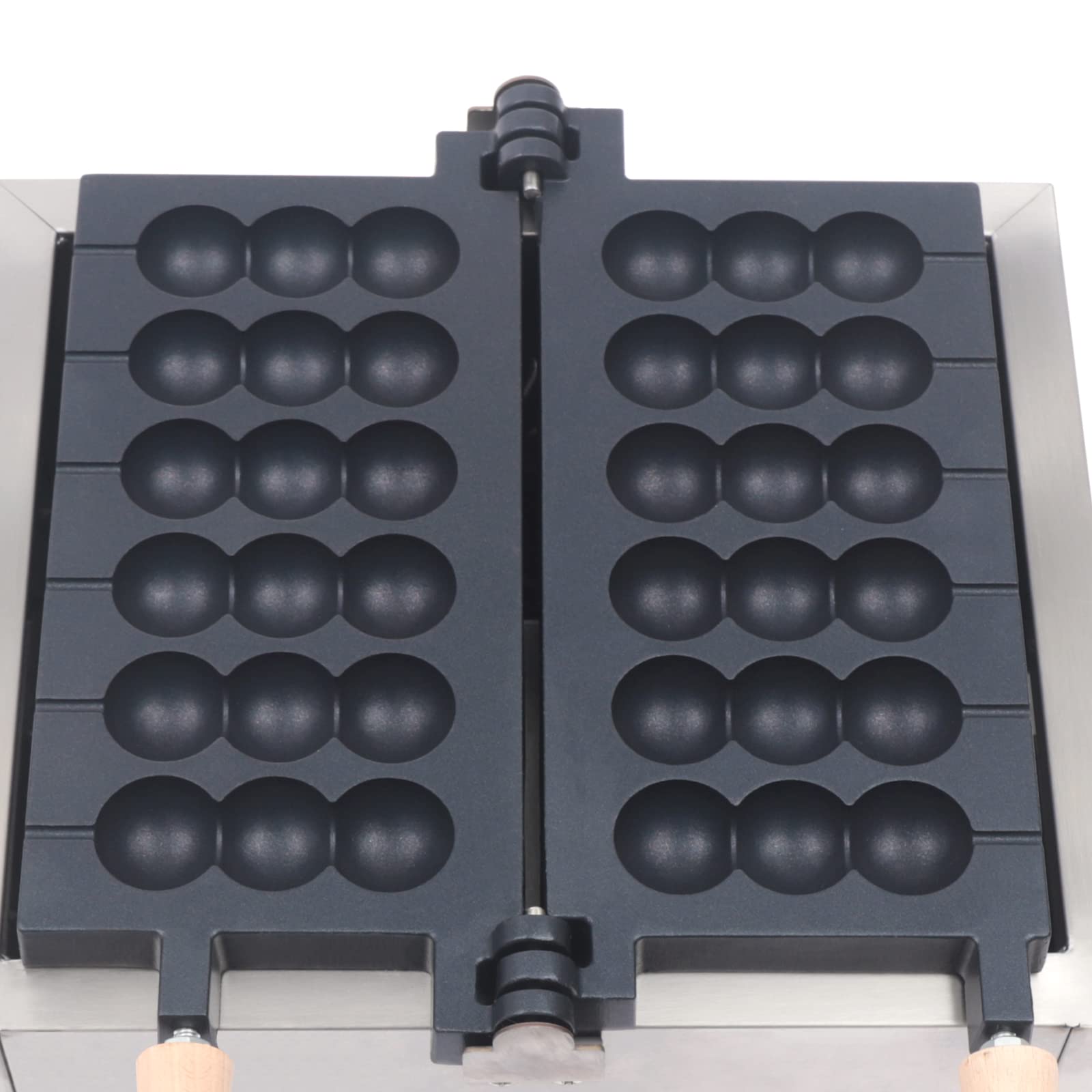 6 Molds Waffle Skewer Maker - 110V 1700W Double Area Pancake Baker with Timer & Temperature Control - Perfect for Snack Bars, Dessert Shops, Breakfast Cafes, and Home Kitchen Use
