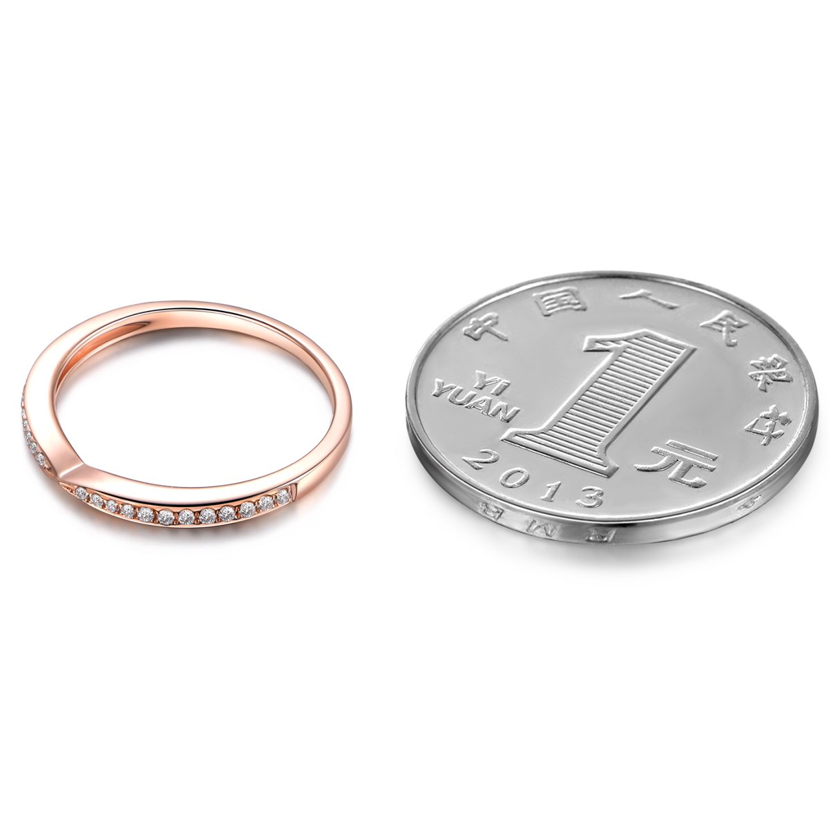 14K Rose Gold Matching Band & Diamond Engagement Ring Set - Wedding Stack Band, Half Eternity Anniversary Ring for Women - Perfect for Proposals, Weddings & Anniversaries