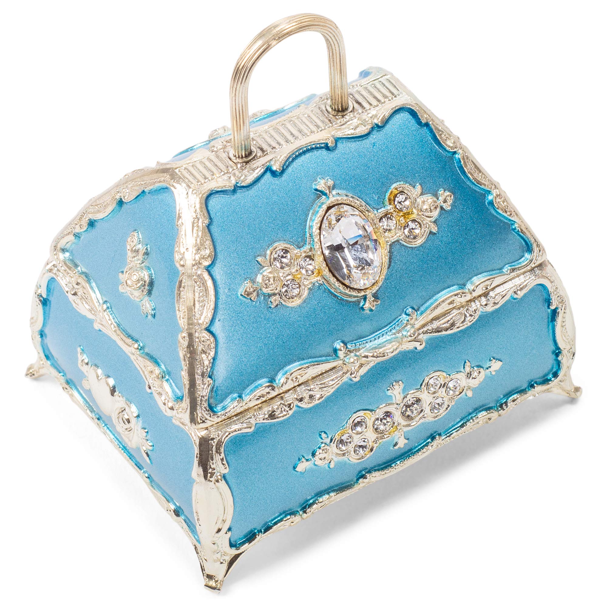 Elegant Light Blue Handbag-Shaped Music Box with Swarovski Crystals - Plays 'All I Ask of You' from Phantom of the Opera - Perfect Jewelry Storage & Romantic Gift for Weddings, Anniversaries, and Special Occasions
