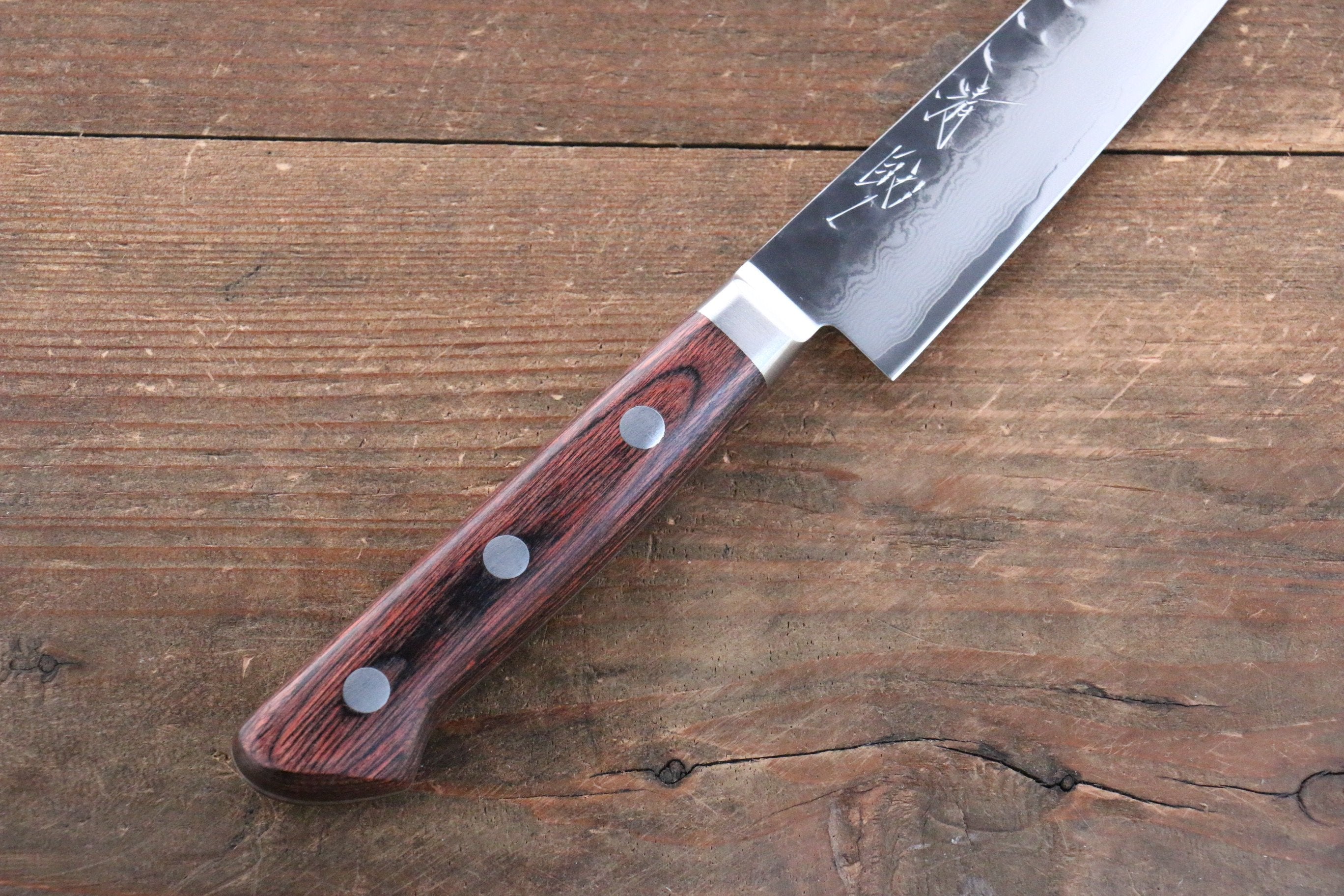 Seisuke VG10 33-Layer Damascus Petty Utility Knife 135mm with Mahogany Handle & Sheath - Perfect for Kitchen, Camping, and Outdoor Cooking