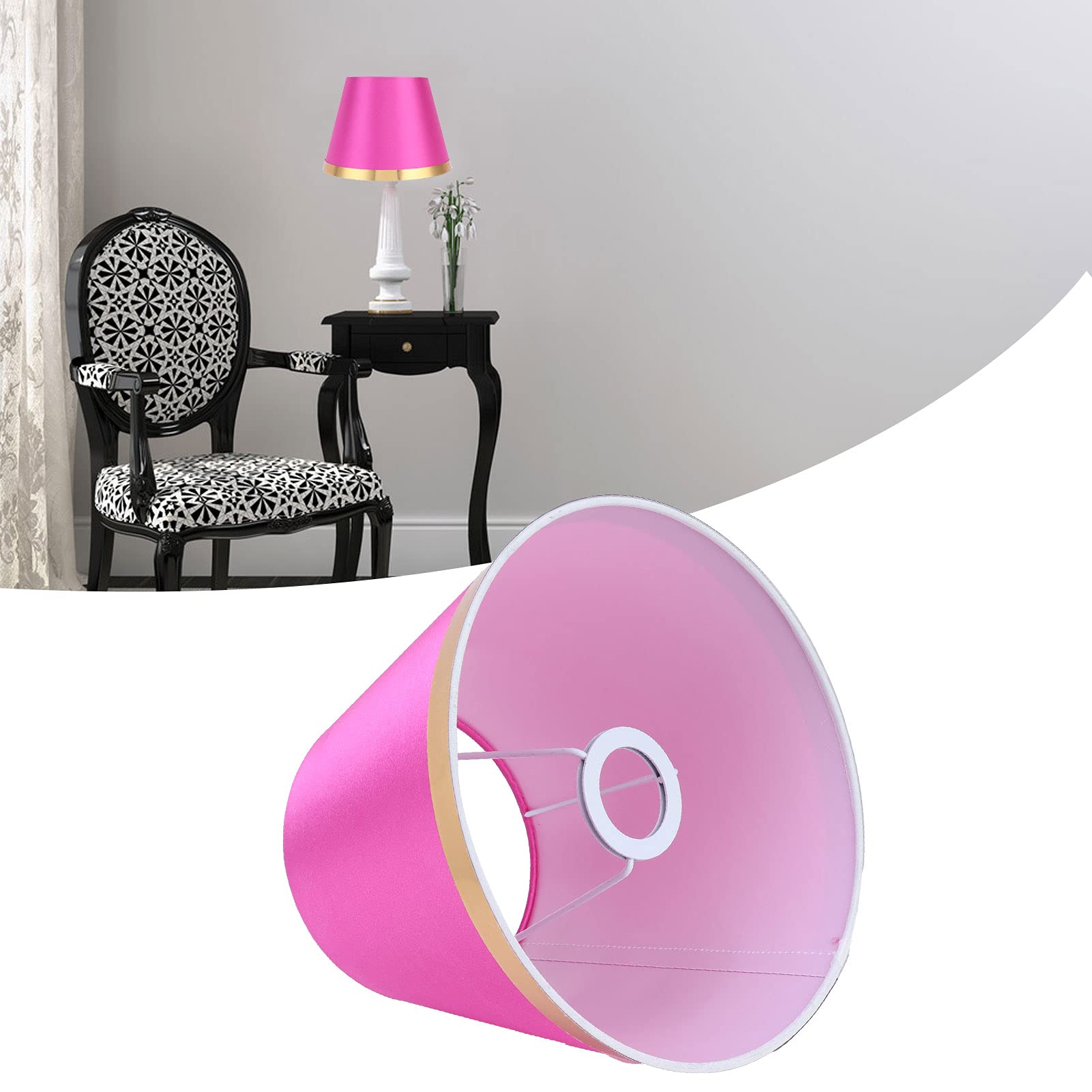 10 x 7.8 Inch E27 Fabric Lamp Shade - European Style Simple & Durable Lampshade for Table Lamp & Floor Light - Rose Red Home Decor Lighting Accessory (Perfect for Living Room, Bedroom & Office Decor)