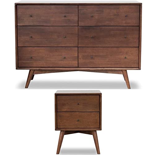 Home Square 2-Piece Bedroom Furniture Set - Wood Nightstand & Dresser for Master Bedroom | Modern Bedside Table and Storage Dresser for Home Decor