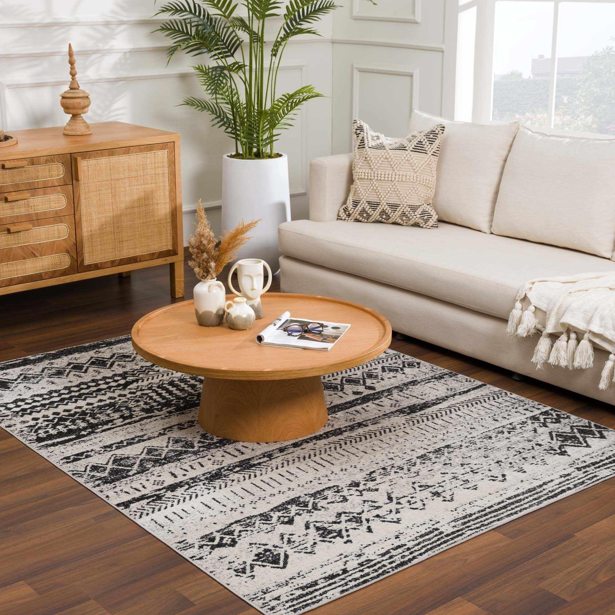 Hauteloom Lyssons Machine Washable Area Rug - Black & Gray - 7'10