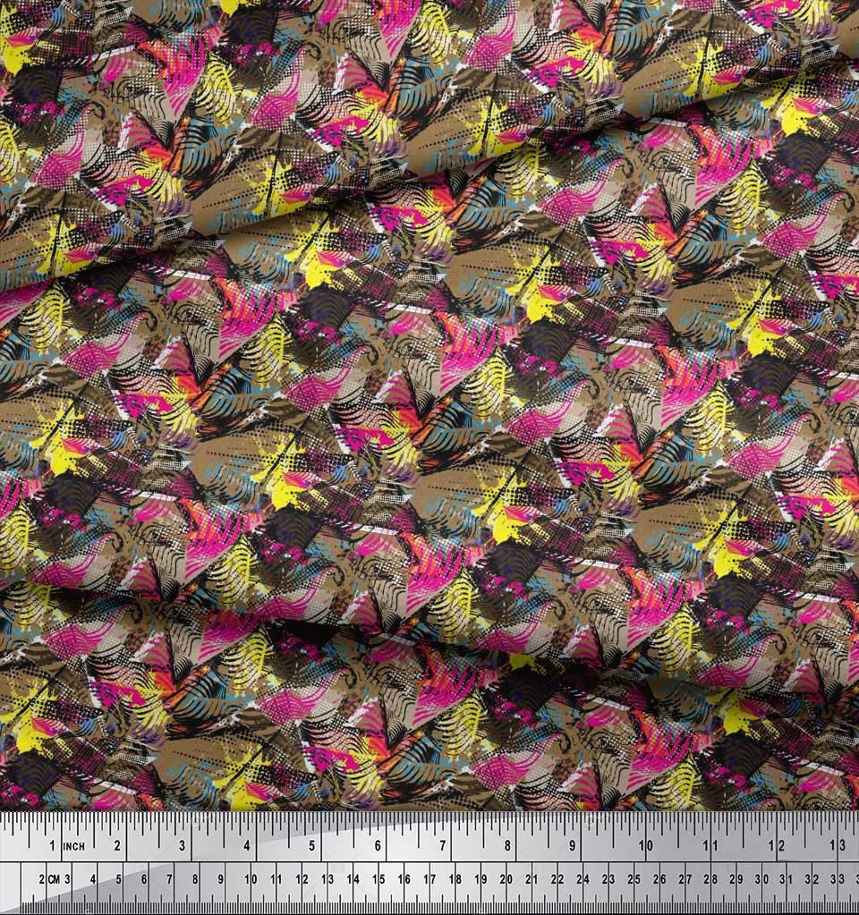 Soimoi Moss Georgette Brown Fabric by The Yard - 42 Inch Wide Animal Skin Abstract Print Fabric for Dresses, Curtains & Home Decor | Wild & Stylish Fashion Fabric for DIY Sewing Projects