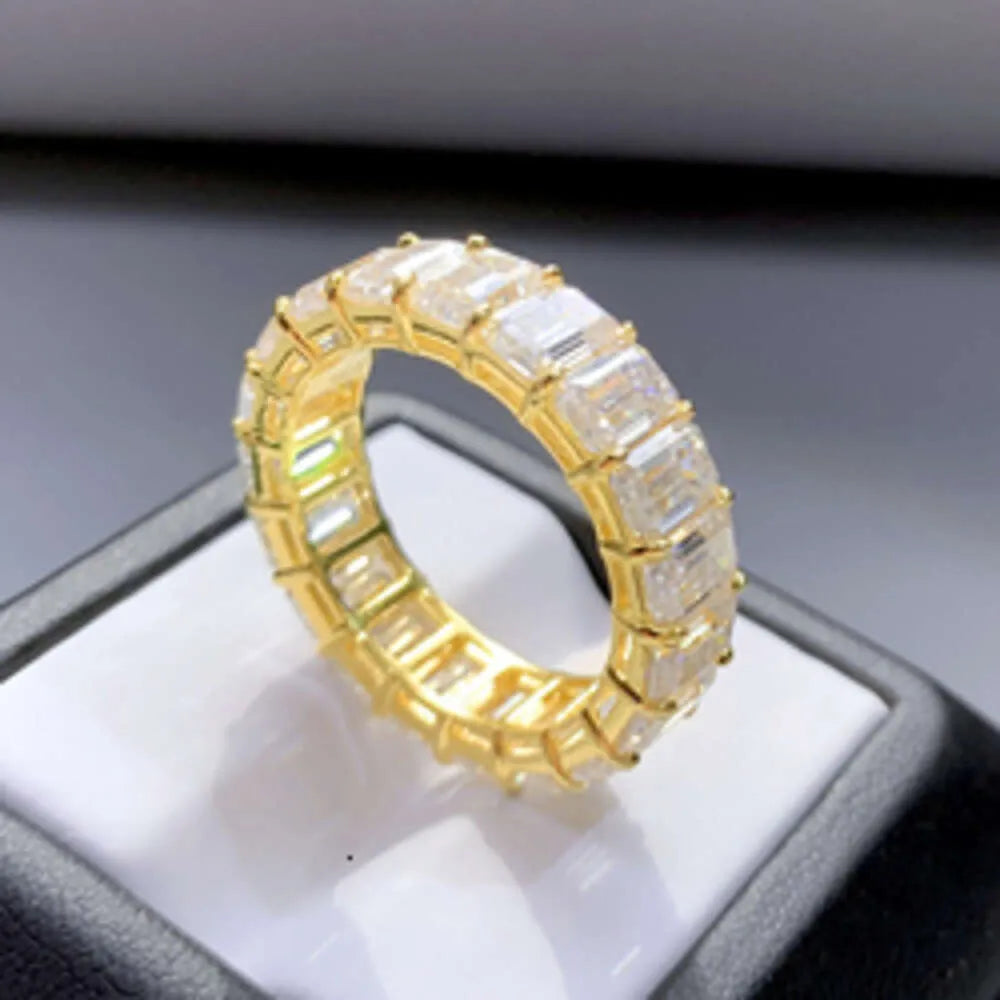 14K Yellow Gold Moissanite Ring with VVS Diamonds | Elegant Wedding, Engagement & Anniversary Jewelry Gift for Women