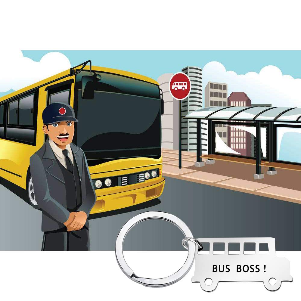 SEIRAA Bus Boss Keychain - Unique Gift for Bus Drivers, School Bus Driver Appreciation Present - Drive Safe Jewelry for Transportation Professionals | Perfect for Holidays, Retirement & Thank You Gifts