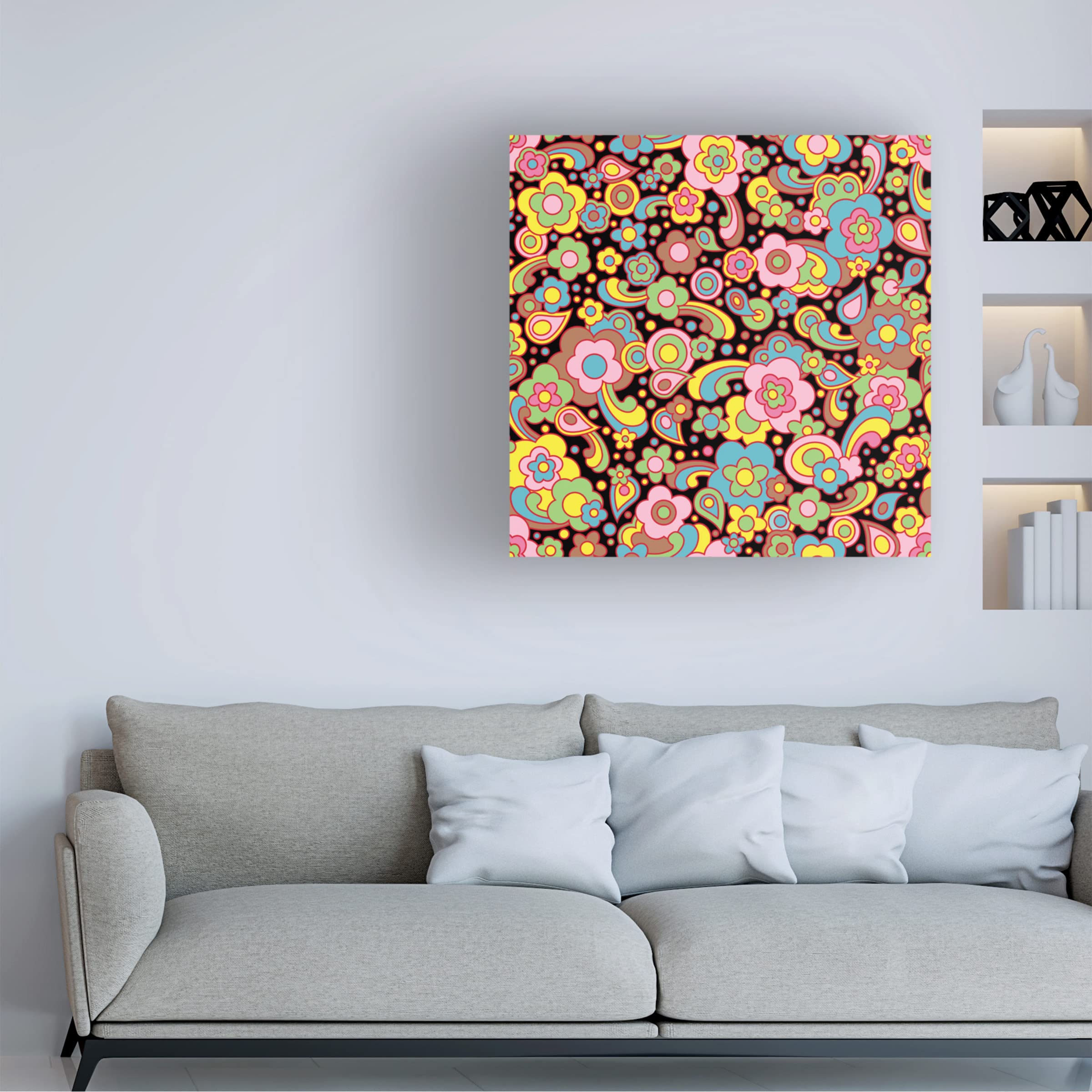 Ron Magnes 'Paisley Pattern On Black' Canvas Wall Art Print - Modern Home Decor for Living Room, Bedroom & Office