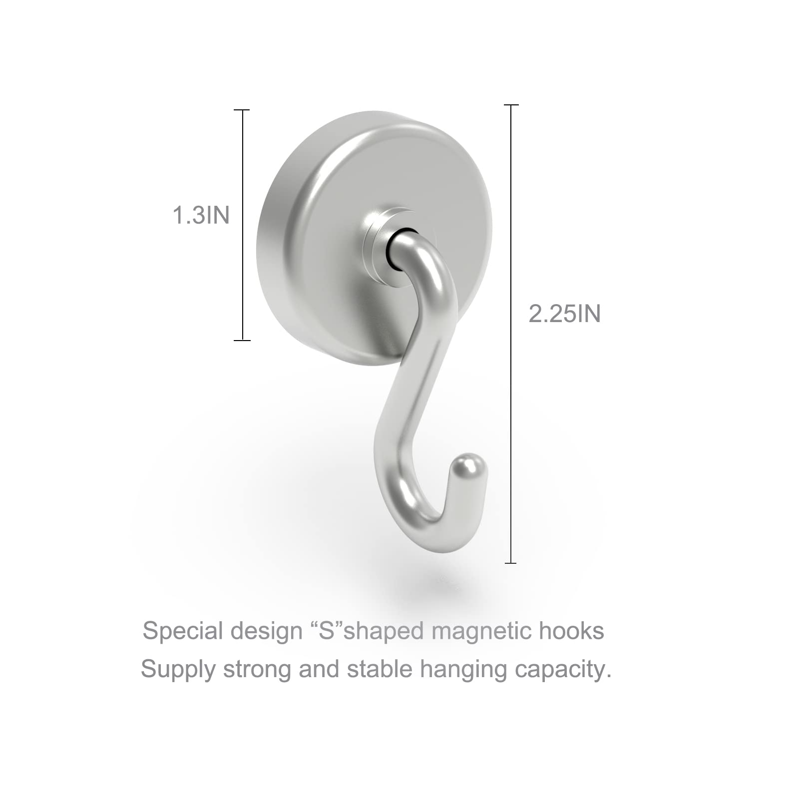 100LBS Heavy Duty Neodymium Magnetic Hooks - Strong Rare Earth Refrigerator Magnets for Kitchen, Office, BBQ & Outdoor Use (4 Pack) - Perfect for Hanging Utensils, Tools, Towels & Decor