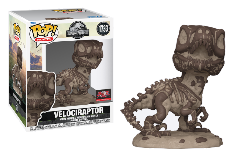 Jurassic Park Velociraptor Fossil TargetCon 2025 Exclusive Pop! Vinyl Figure - Collectible Dinosaur Toy for Movie Fans & Home Decor