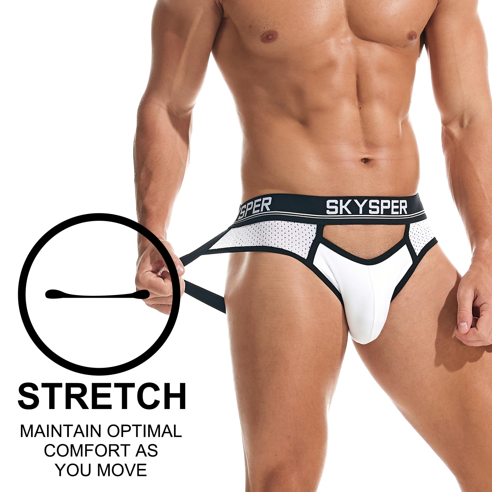 SKYSPER Men's Athletic Jockstrap Support Underwear - Breathable & Comfortable for Sports, Workout & Daily Wear - Sexy Male Underwear for Gym, Running & Cycling