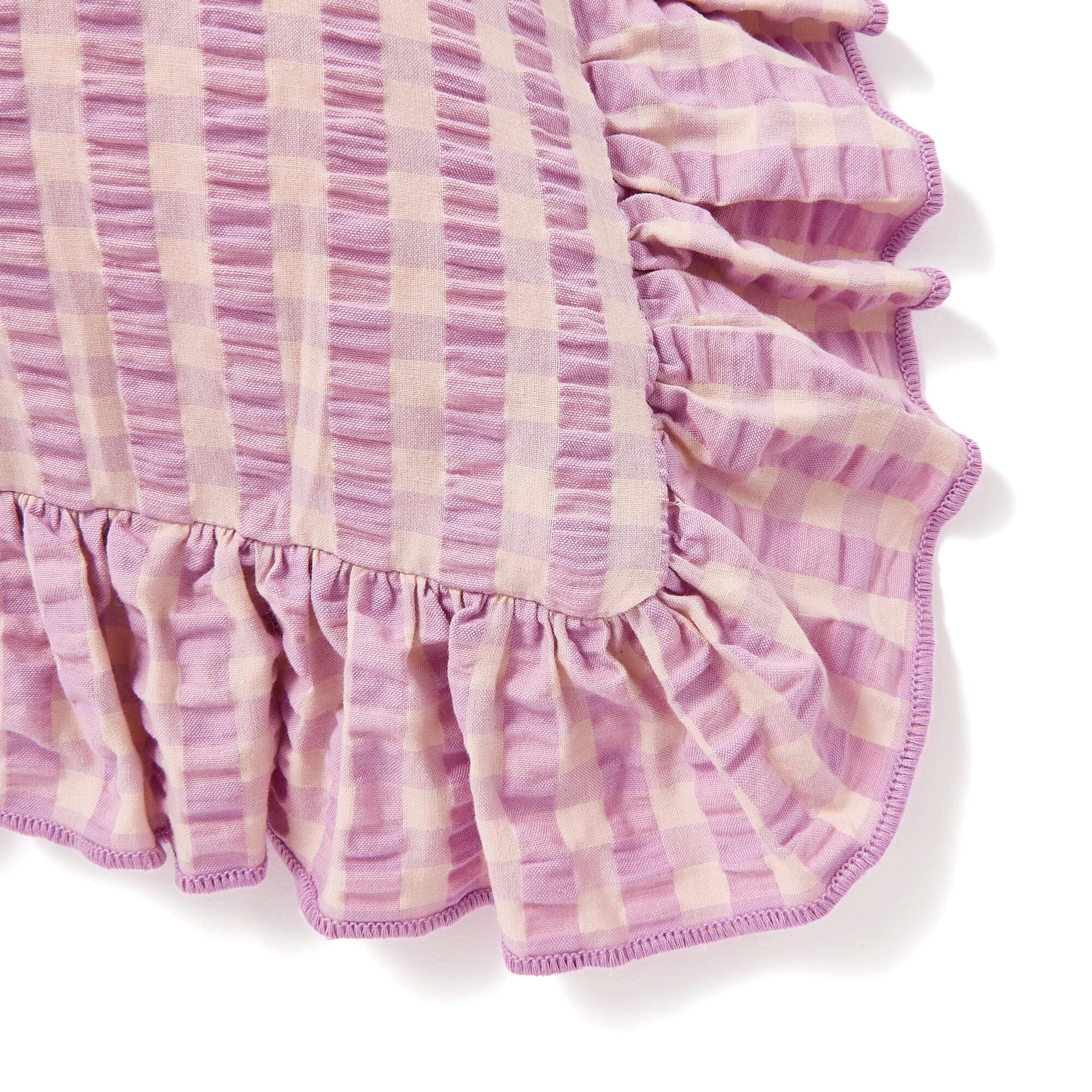 Frill Check Cushion Cover 18x18 Inches - Soft Decorative Pillow Case for Sofa, Bed, Chair - Purple and Pink Checkered Pattern - Home Decor Accessories