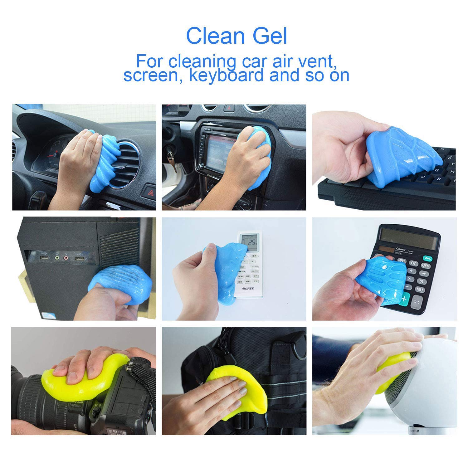 Universal Keyboard Cleaning Gel for PC, Laptop, Tablet - Reusable Dust Remover for Car Vents, Cameras, Printers, Calculators (Blue) - Perfect for Office, Home & Electronics Maintenance