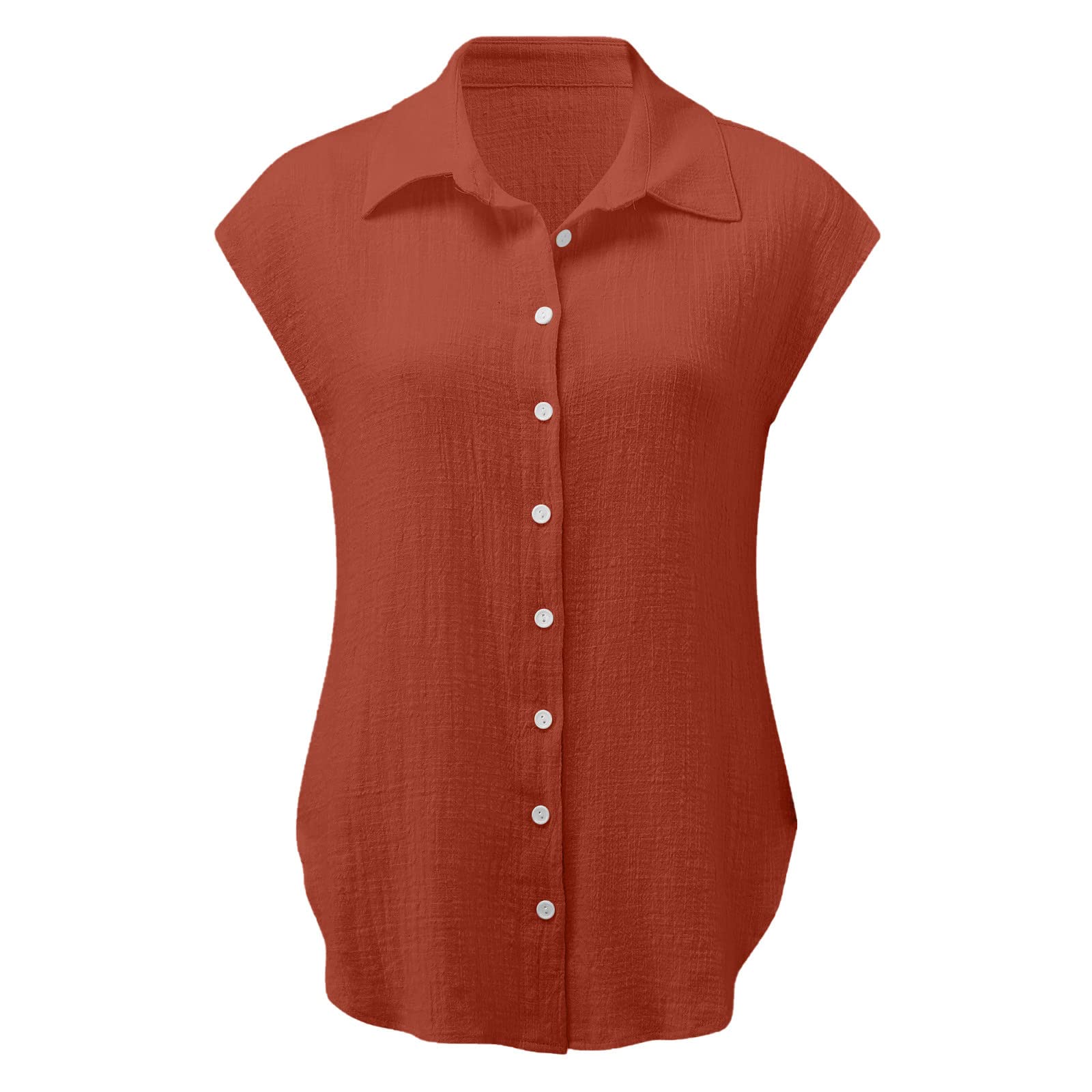 Women's Casual Cotton Linen Short Sleeve Blouses - Trendy 2024 Summer Tops, Loose Fit T-Shirts for Work, Date & Vacation