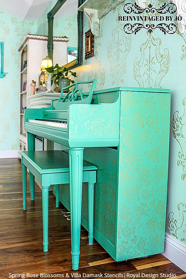 Villa Alison Woolley Damask Wall Stencil - Reusable DIY Painting Template for Home Decor, Accent Walls, and Furniture - Perfect for Bedrooms, Living Rooms, and Craft Projects