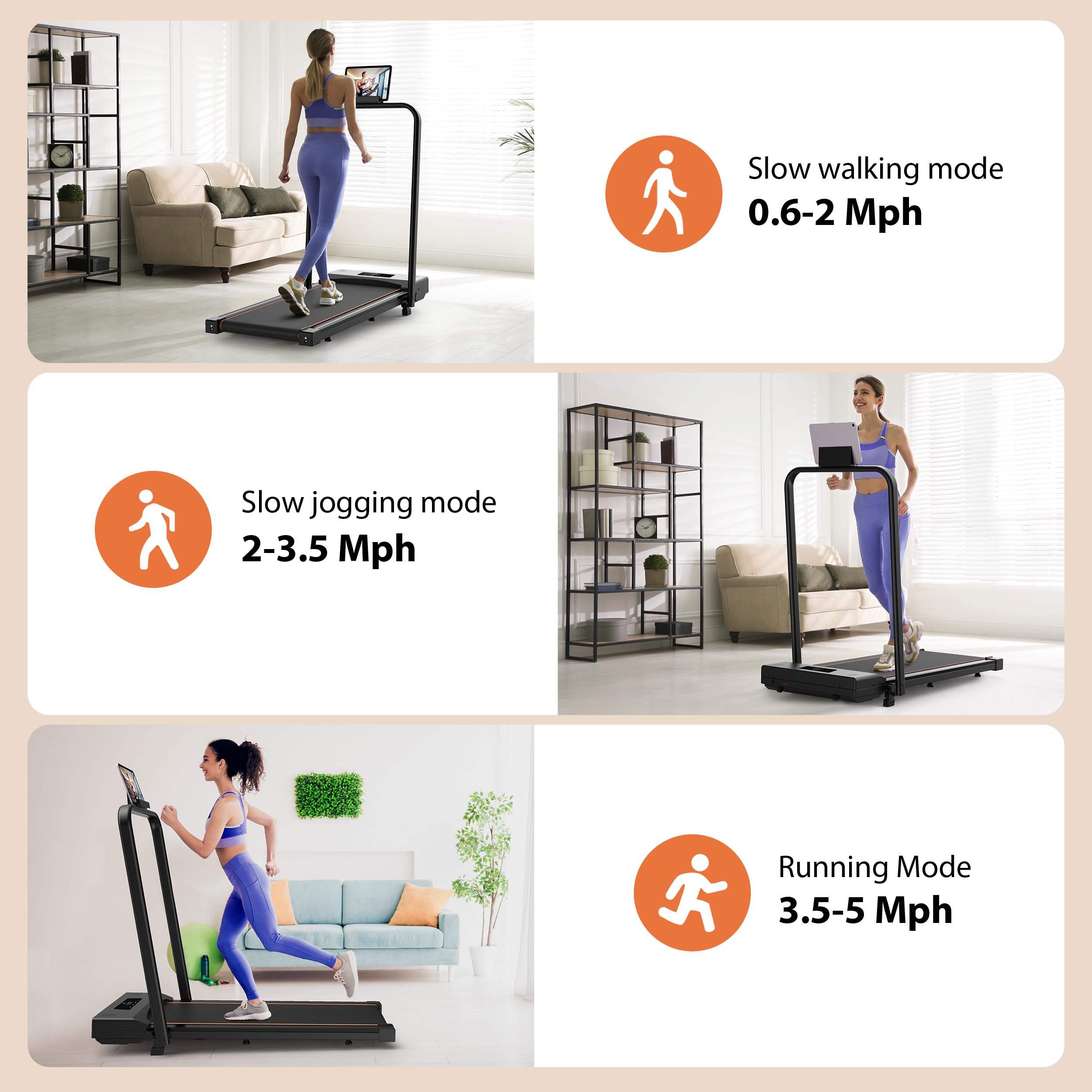 2 in 1 Folding Walking Pad Treadmill with Incline - Portable Under Desk Treadmill for Home & Office - Quiet Low Noise Design with Remote Control, LED Display & Bluetooth Speaker - Perfect for Small Spaces, Work from Home & Apartment Workouts