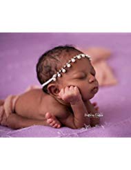 Pearl and Rhinestone Halo Headband for Newborns & Toddlers | Photography Prop | Baby Shower, Christening & Photo Shoot Accessories (Addison Style)