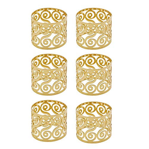 Exquisite Metal Napkin Rings Set of 6 - Elegant Dining Table Decor for Formal Dinners