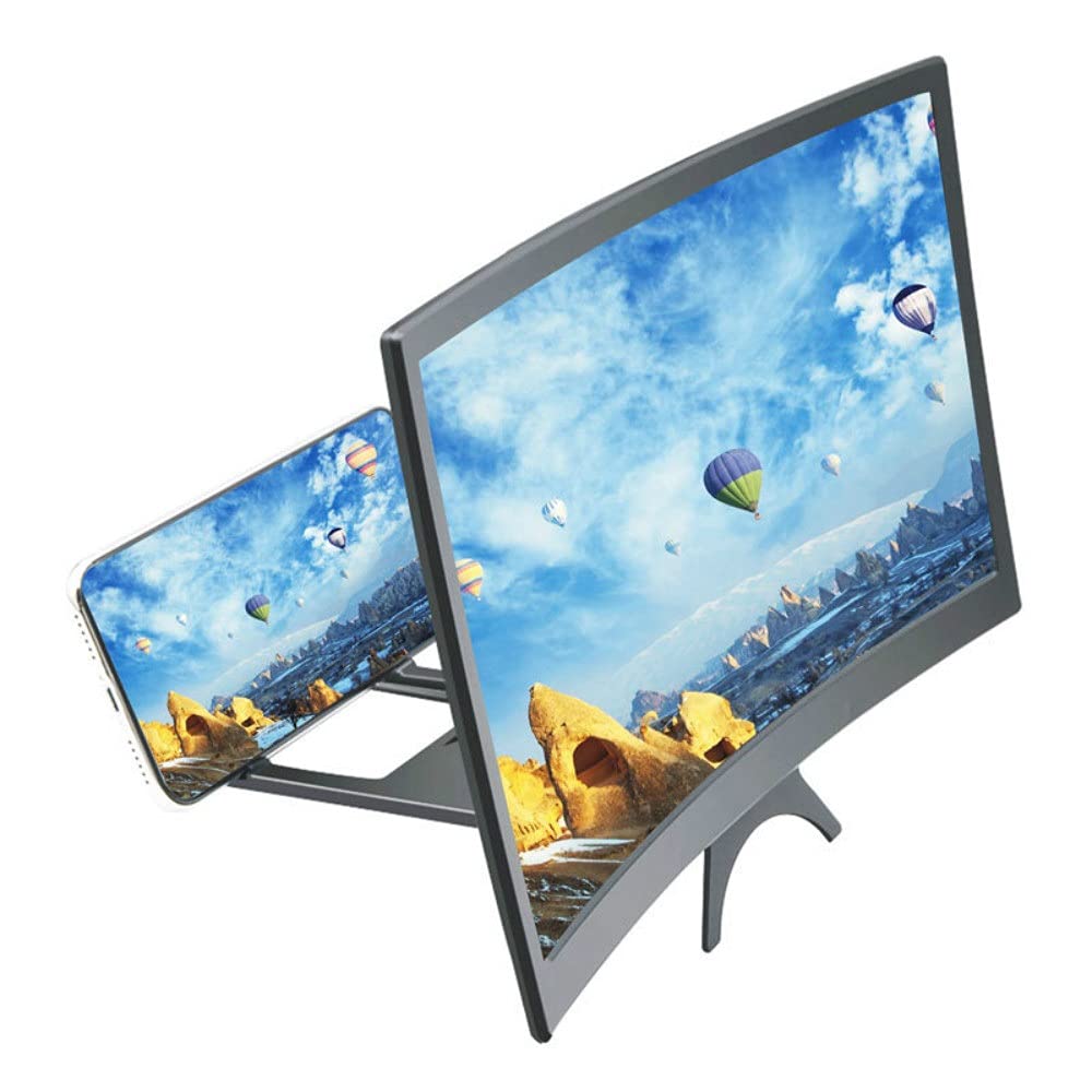 12 Inch Curved Screen Phone Amplifier - HD 3D Video Magnifier with Foldable Stand | Mobile Screen Enhancer for Movies, Gaming & Reading (Compatible with Most Smartphones)