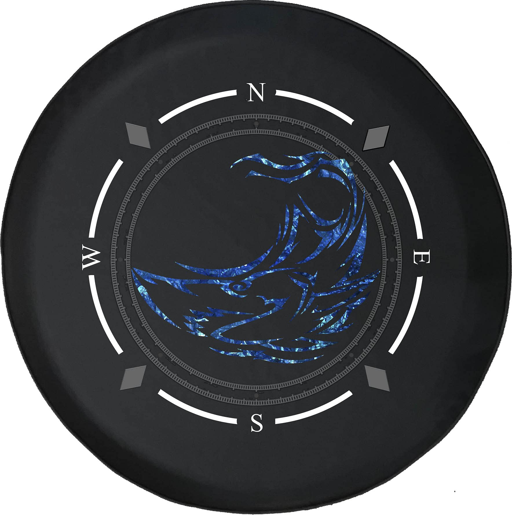 Premium Spare Tire Cover with Compass & Tribal Great White Shark Design - Universal Fit for SUV, Trailer, RV & Most Vehicles - Durable & Weatherproof Wheel Accessory for Outdoor Adventures & Road Trips