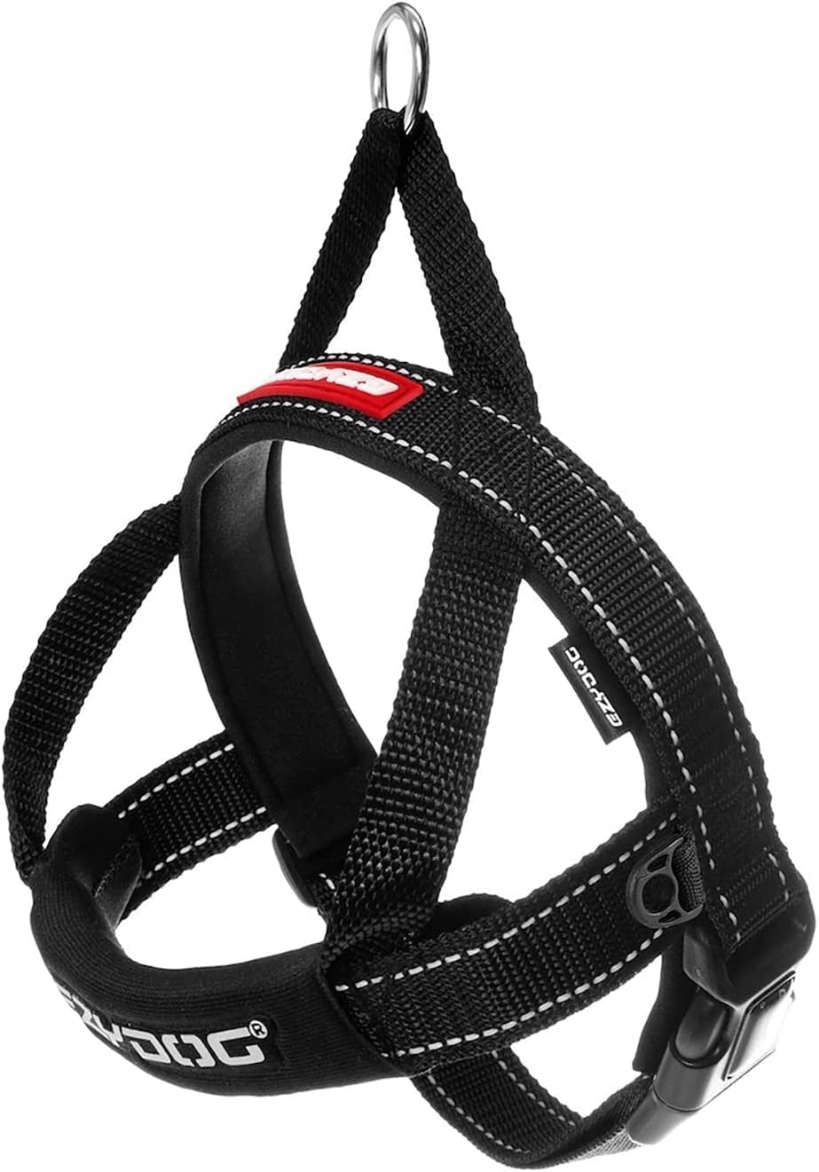 EzyDog Premium Quick Fit Adjustable No-Pull Dog Harness - Reflective Padded Vest for Training & Walking - Comfortable Pet Control Harness for Medium Dogs (Black) - Ideal for Daily Walks, Jogging & Outdoor Adventures
