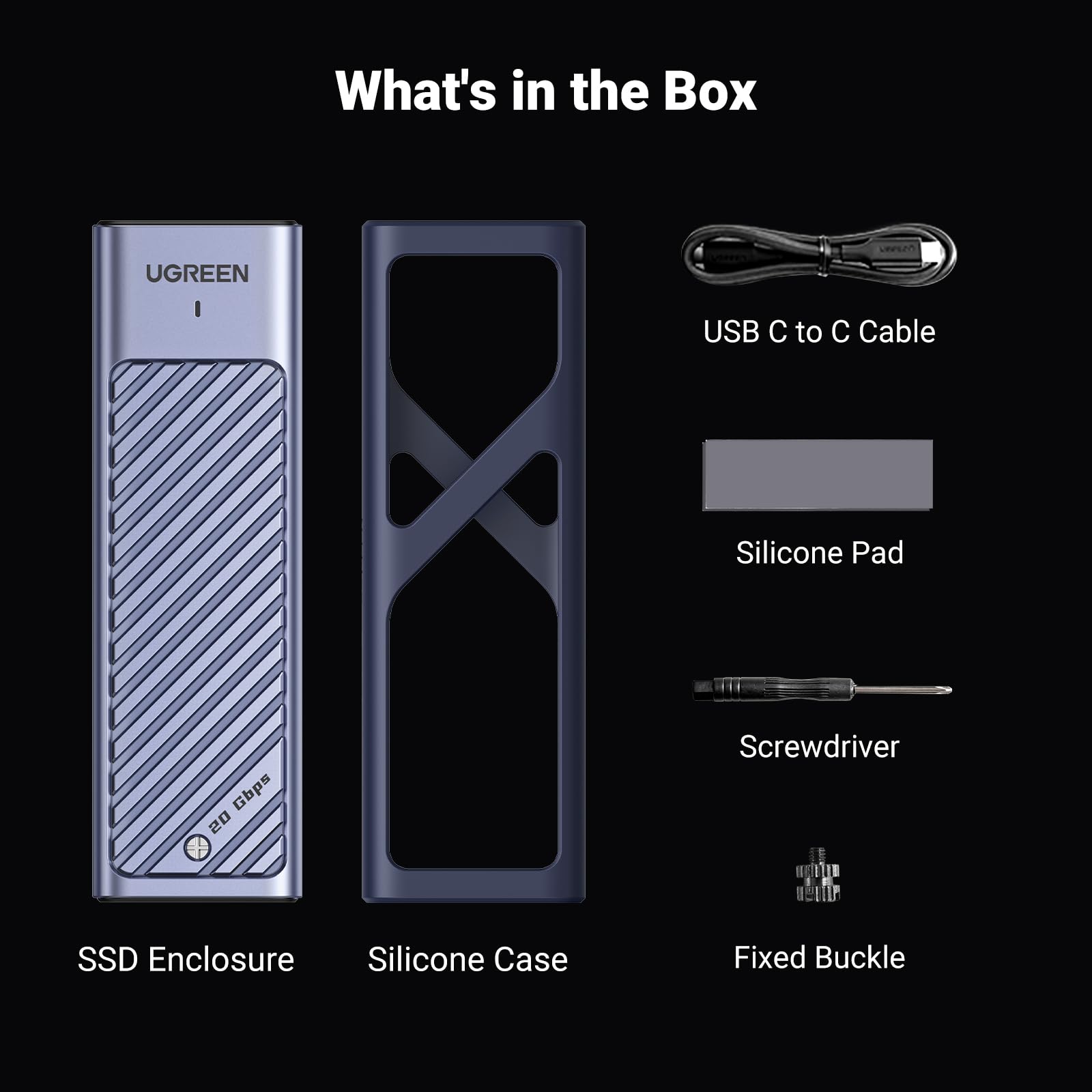 UGREEN M.2 NVMe/SATA SSD Enclosure USB 3.1 Gen 2 (10Gbps) Aluminum External Hard Drive Case - Perfect for Data Transfer, Backup & Storage on PC, Mac, Laptop