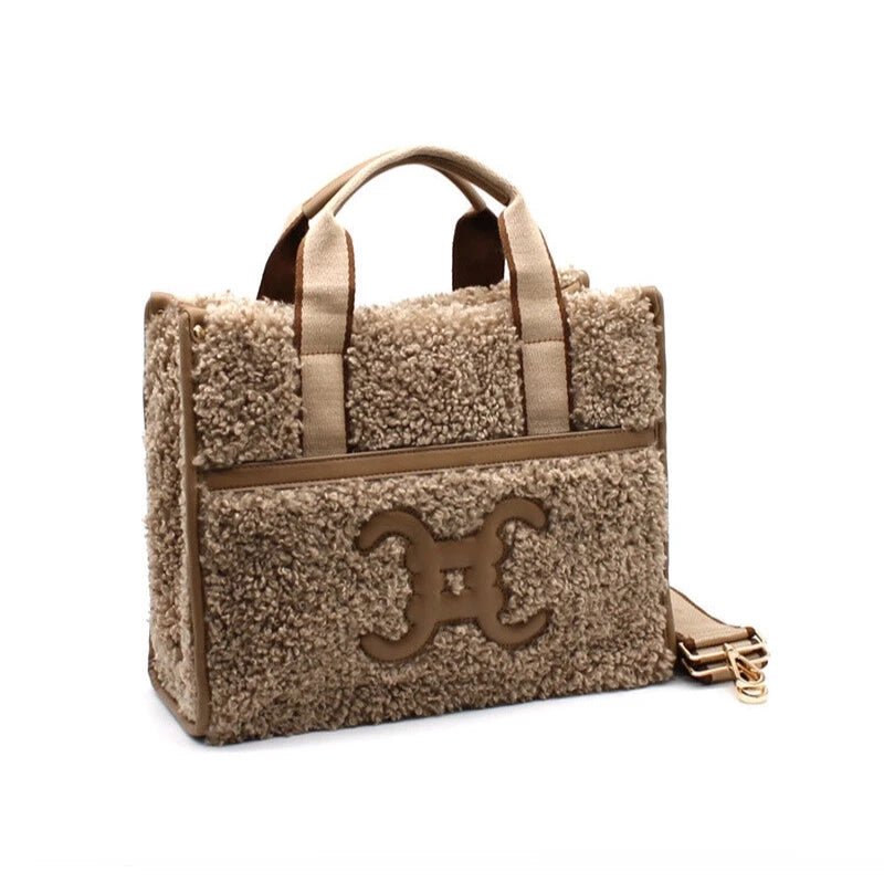 Luxury Soft and Comfortable Faux Fur Tote Bag - Celine Inspired Designer Handbag Dupe for Women, Perfect for Work, Travel, and Everyday Use