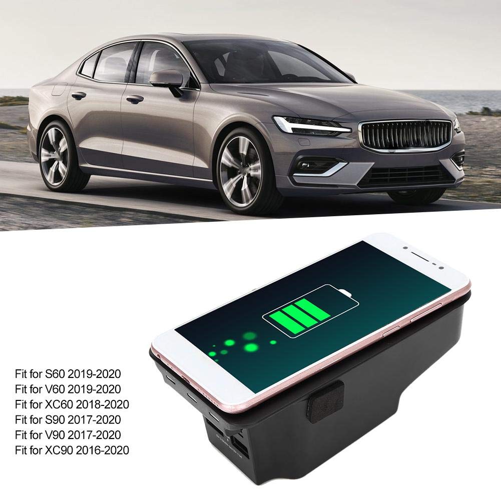 15W Fast Wireless Charging Pad - Qi-Certified Inductive Phone Charger for Volvo S60/V60/XC60/S90/V90/XC90 | Center Console Replacement Accessory | Perfect for Home, Office & Car Use