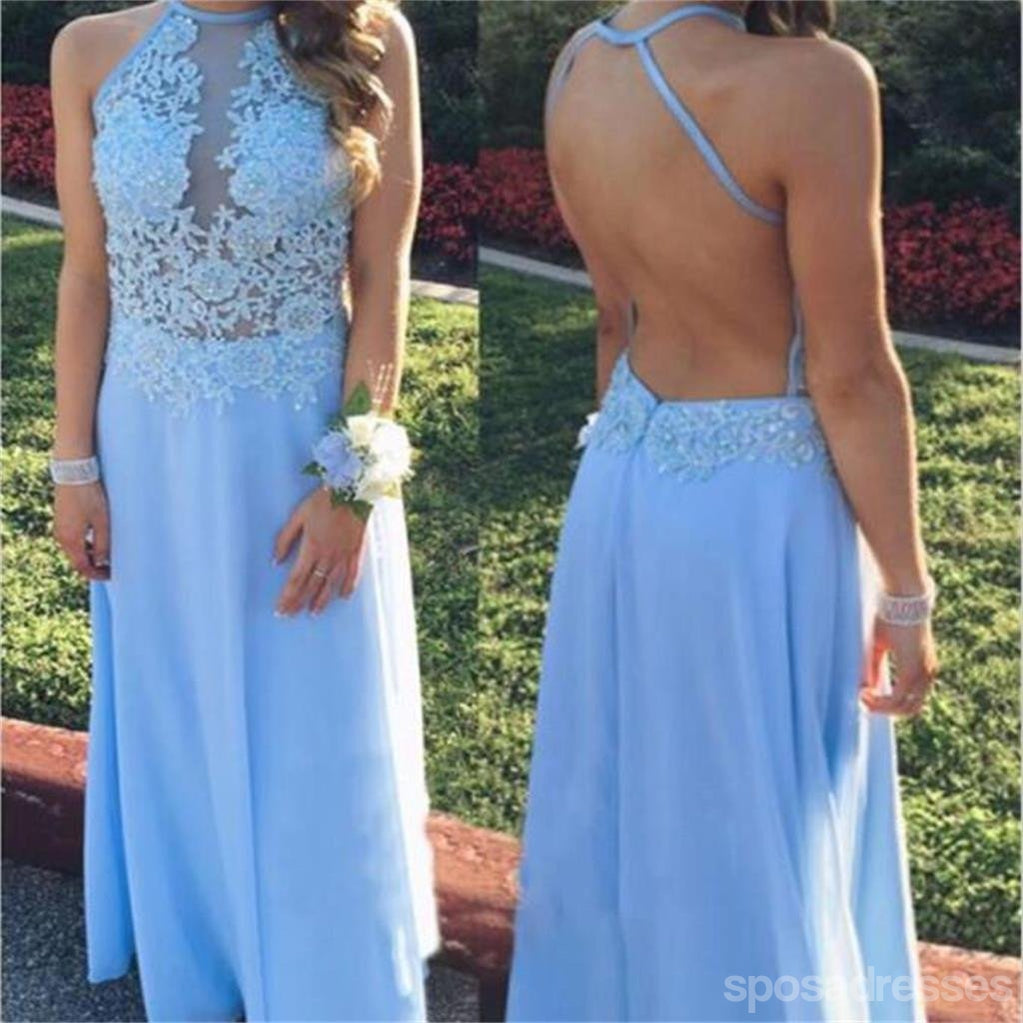 Elegant Long Blue Chiffon Prom Dress - Simple & Popular Formal Gown for Homecoming, Ball & Special Occasions | PD0070