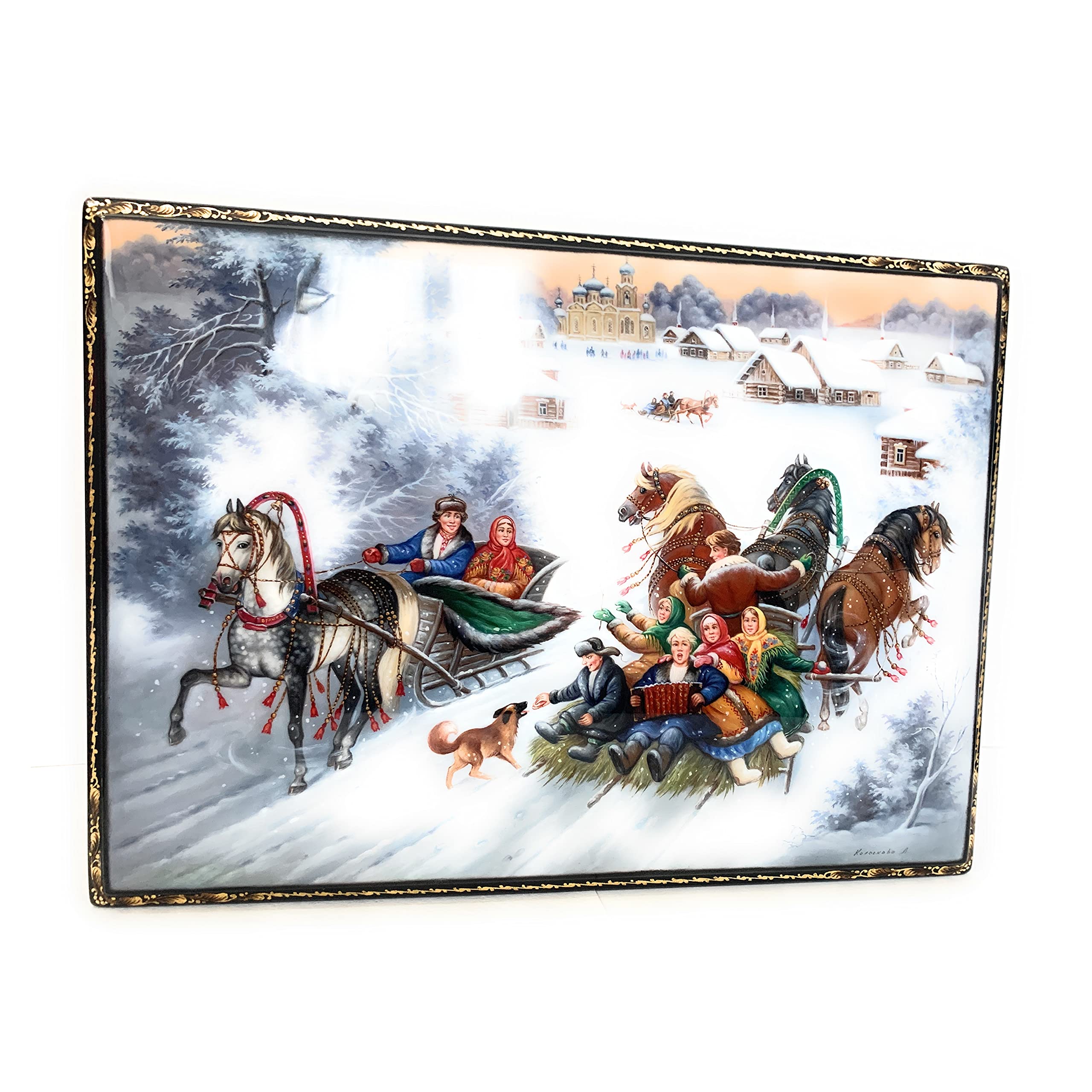 Exclusive Russian Lacquer Miniature Jewelry Box 