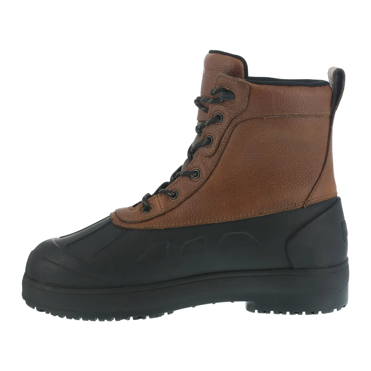 Composite Toe Work Boots for Men - Black & Brown Rubber Outsole Safety Shoes - Ideal for Construction, Warehouse & Heavy Duty Work