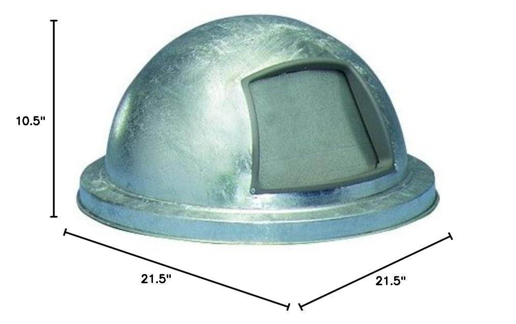 Witt Industries 3434G Galvanized Steel Dome Top Lid for 32 Gallon Trash Can - Heavy Duty Outdoor Garbage Bin Cover for Backyard, Park & Commercial Use