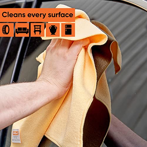 Premium Yellow Microfiber Cleaning Cloths - 16x16 Inch Super Absorbent, Lint-Free & Reusable - Perfect for Cars, Kitchen, Bathroom & Household Cleaning (12-Pack) - Streak-Free Shine Without Detergents - Ideal for Car Detailing, Glass Cleaning & Dusting Surfaces